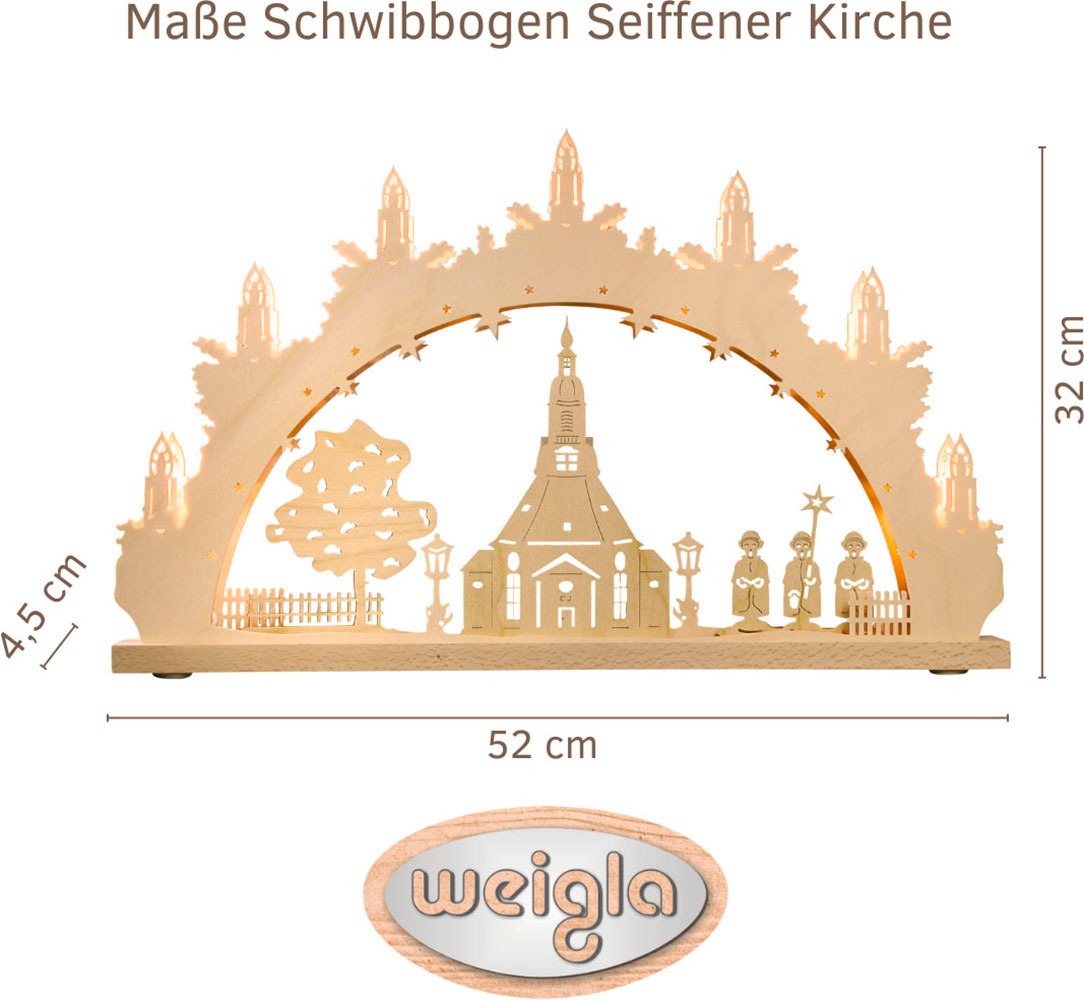 Weigla Schwibbogen »Seiffener Kirche, Lichterbogen aus Holz, NATUR«, Erzgeb günstig online kaufen