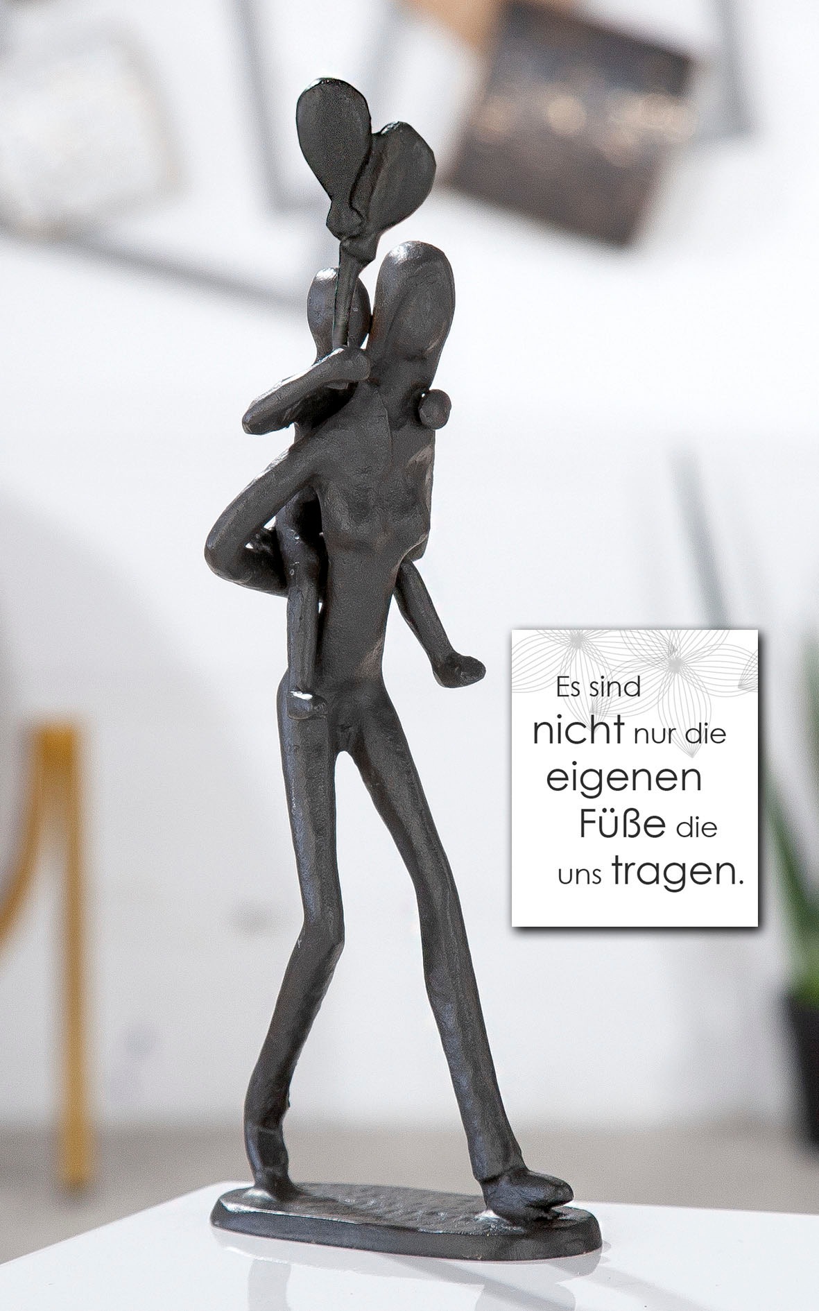 Casablanca by Gilde Dekofigur »Design Skulptur Huckepack, braun«, Dekoobjekt, aus Metall, Höhe 23 cm, Frau mit Kind, Wohnzimmer
