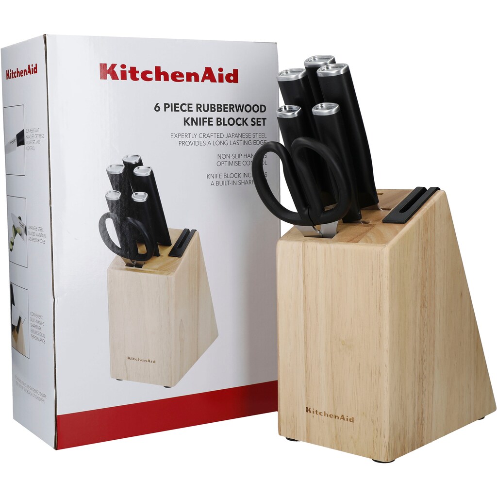 KitchenAid Messerblock »Classic«, 6 tlg., Messer aus japanischem Kohlenstoffstahl, inkl. integri. Messerschärfer