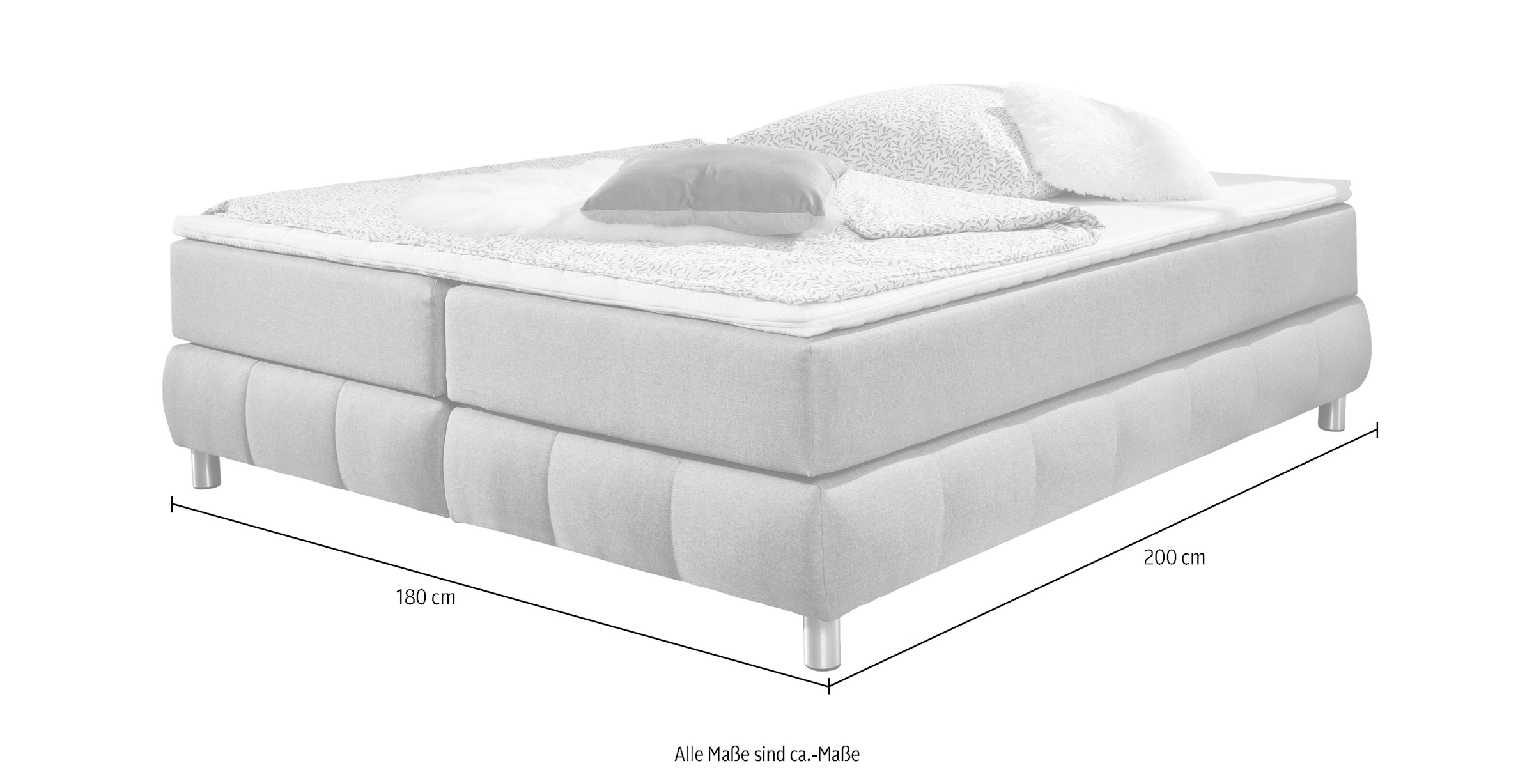 8. Bild von andas Boxspringbett »Salo«, Ohne Kopfteil, inkl. Topper, auch in Überlänge 220 cm