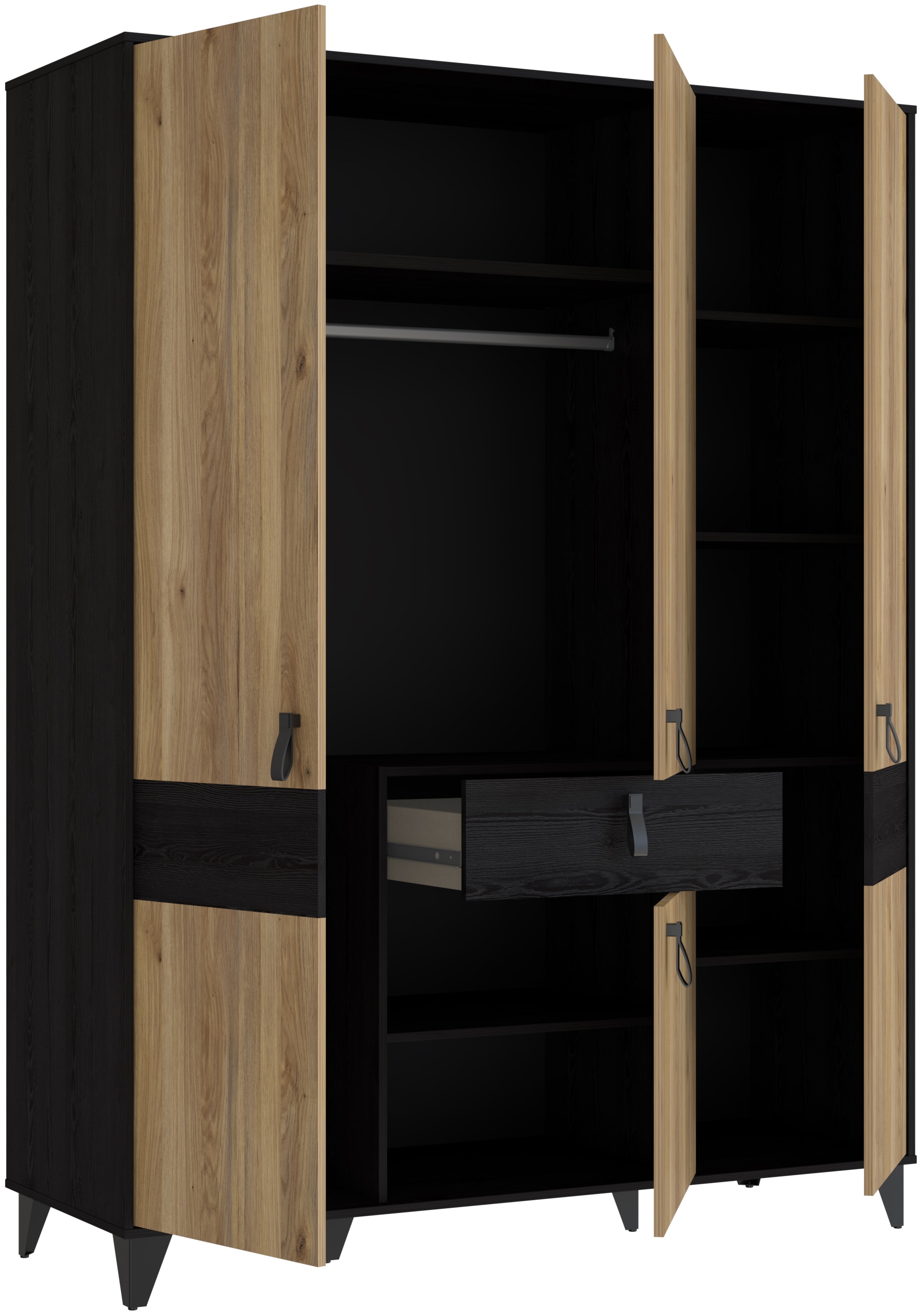 FORTE Drehtürenschrank »Lya«, Drehtürenschrank, Metallfüße, Stauraum