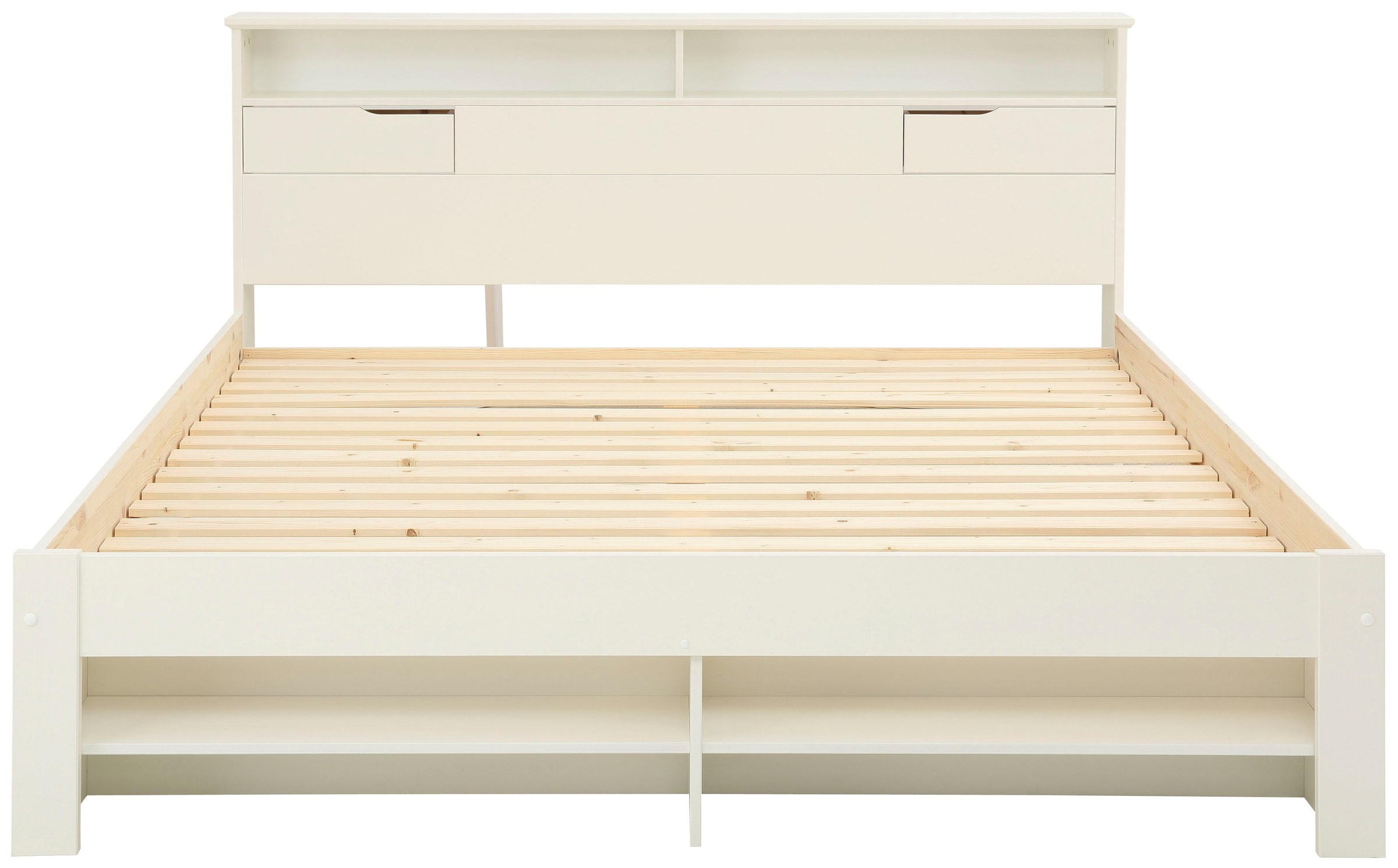 4. Bild von Home affaire Stauraumbett »"NARA" platzsparend, viel Stauraum,«, zertifiziertes Massivholz mit MDF, Regale am Kopf- und Fußteil