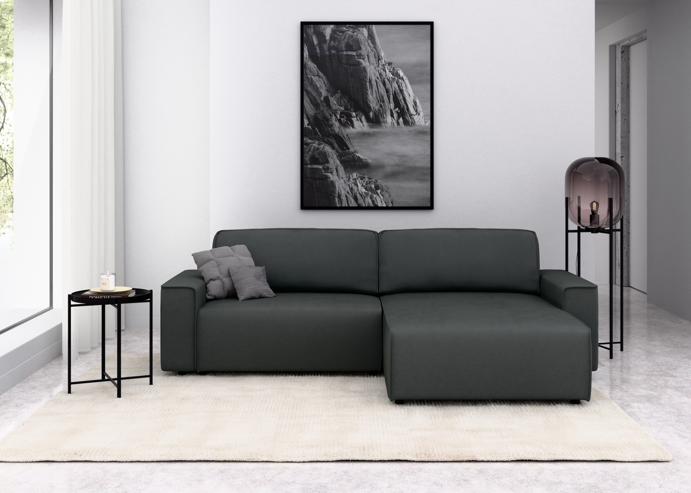INOSIGN Ecksofa »Chance, Recamiere beidseitig montierbar, Schlaffunktion, Breite 265 cm«, auch in Cordstoff, Schlafsofa mit Bettkasten, Couch in L-Form
