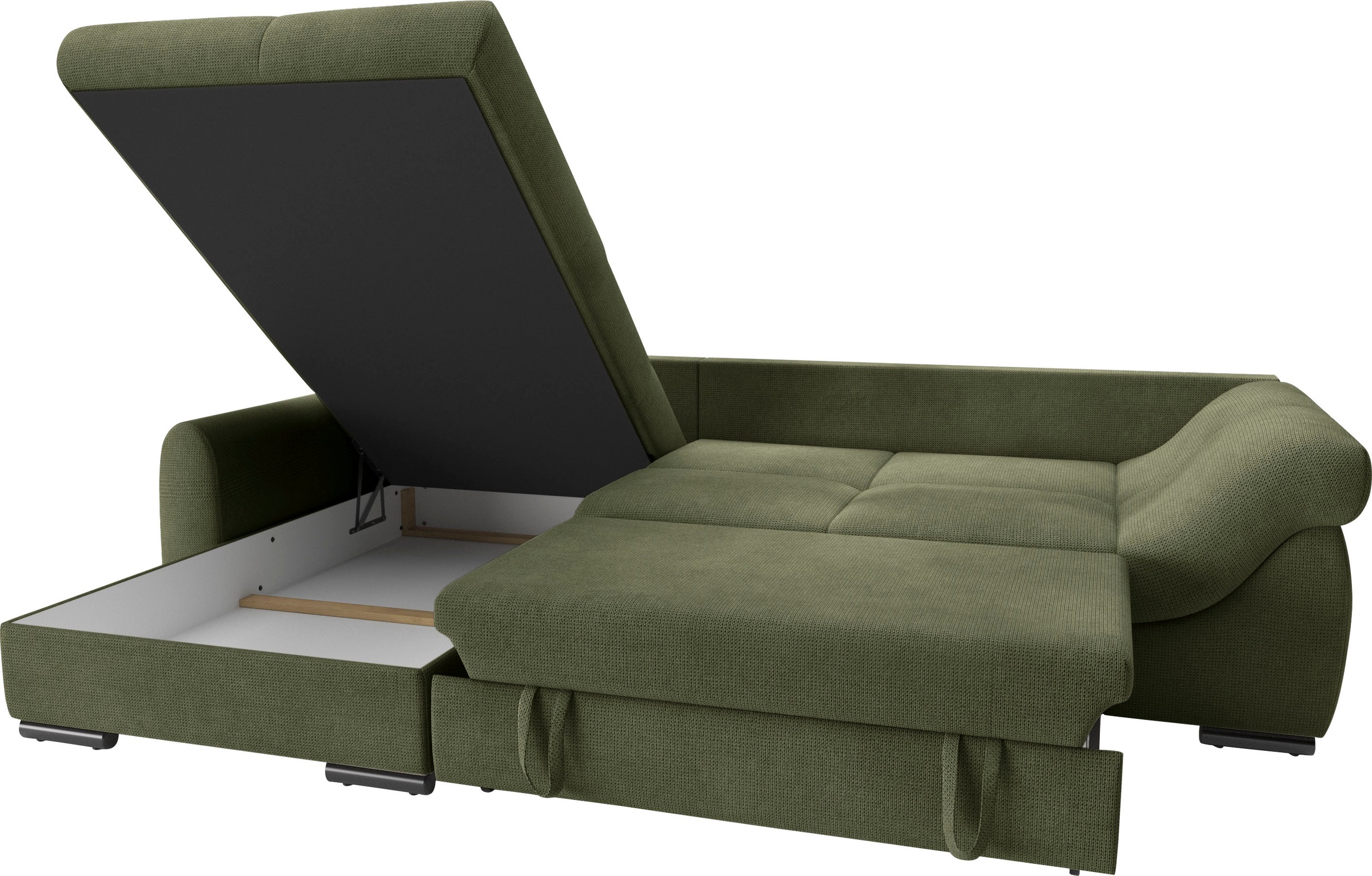 Mr. Couch Ecksofa »Livorno DuraFlex L-Form«, inkl. Hochschläfer-Bettauszug, XL-Bettkasten weiß beschichtet