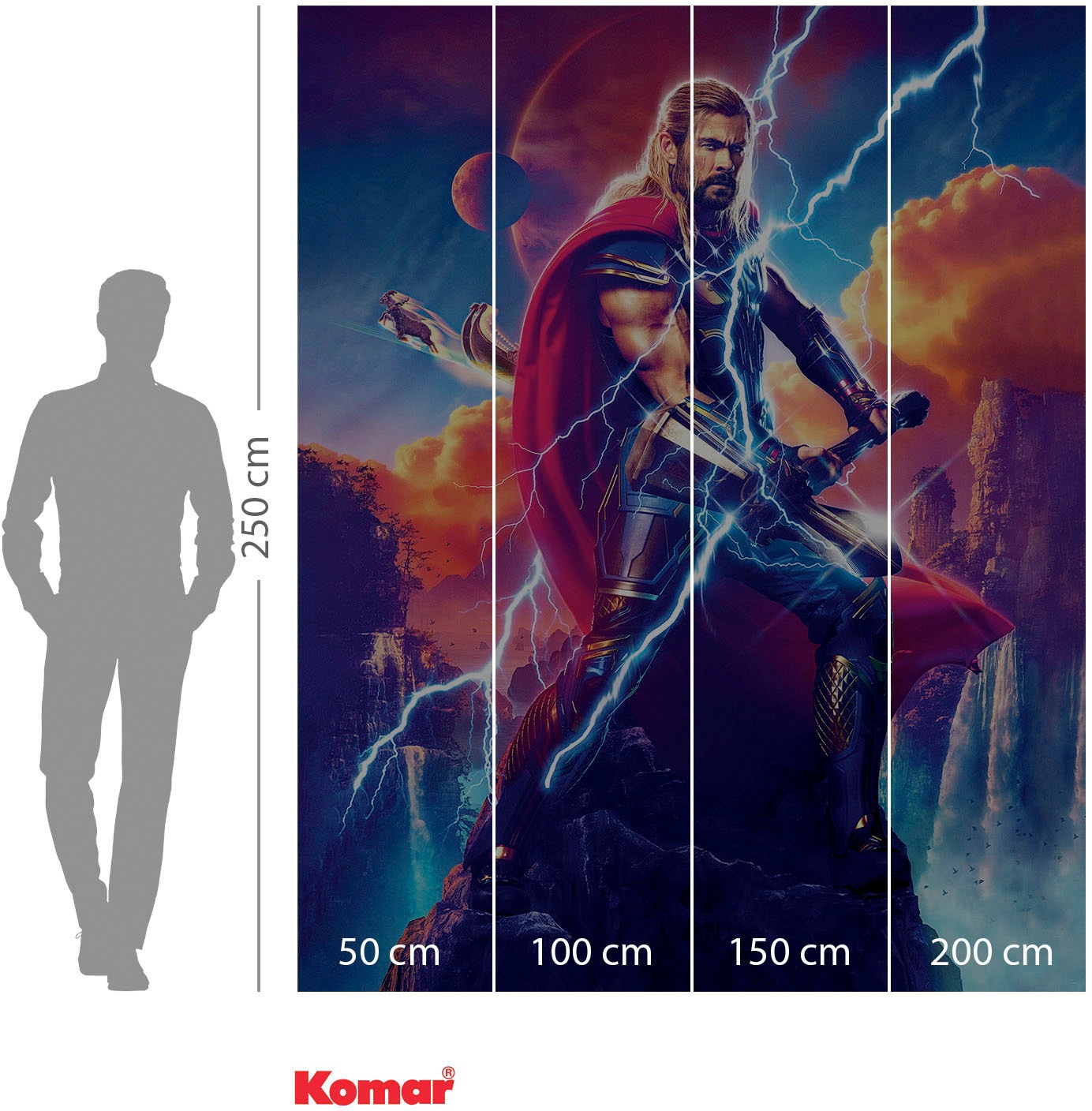 Komar Fototapete »Digitaldruck Vlies - Love and Thunder Adventure - Größe 200 x 250 cm«, bedruckt, Kinderzimmer