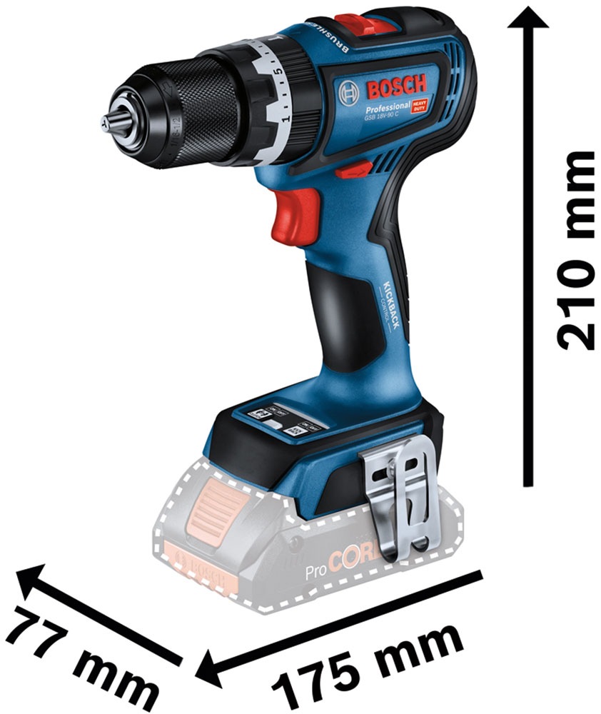 Bosch Professional Akku-Schlagbohrschrauber »»GSB 18V-90 C««, ohne Akku, ohne Ladegerät