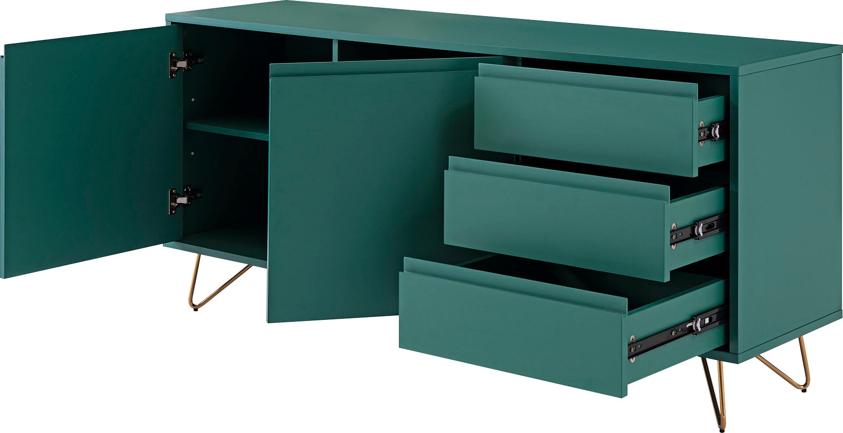 SalesFever Sideboard, Kommode mit Haarnadelbeine aus Metall mit Messinglegierung