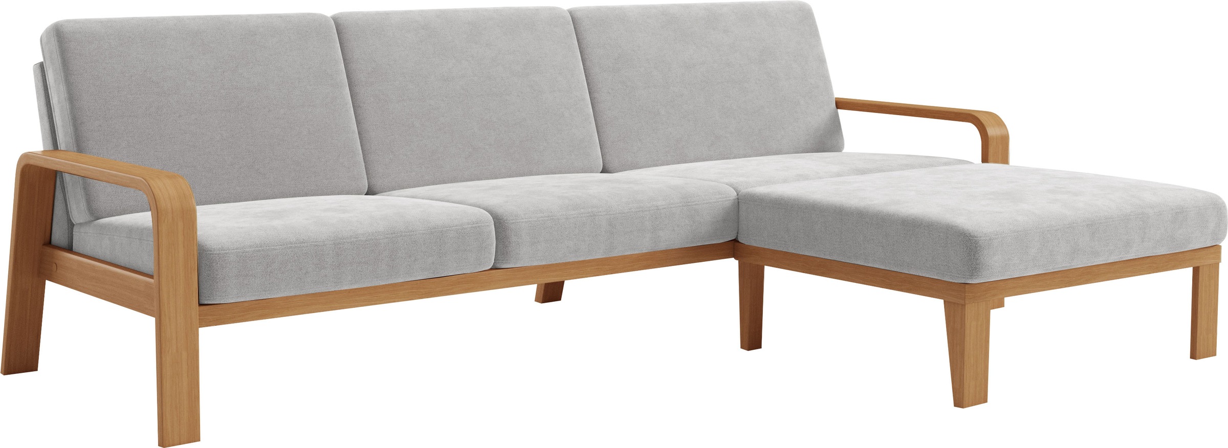 sit&more Ecksofa »Kolding L-Form«, Armlehnen aus eichefarbigem Buchenholz, verschiedene Bezüge und Farben