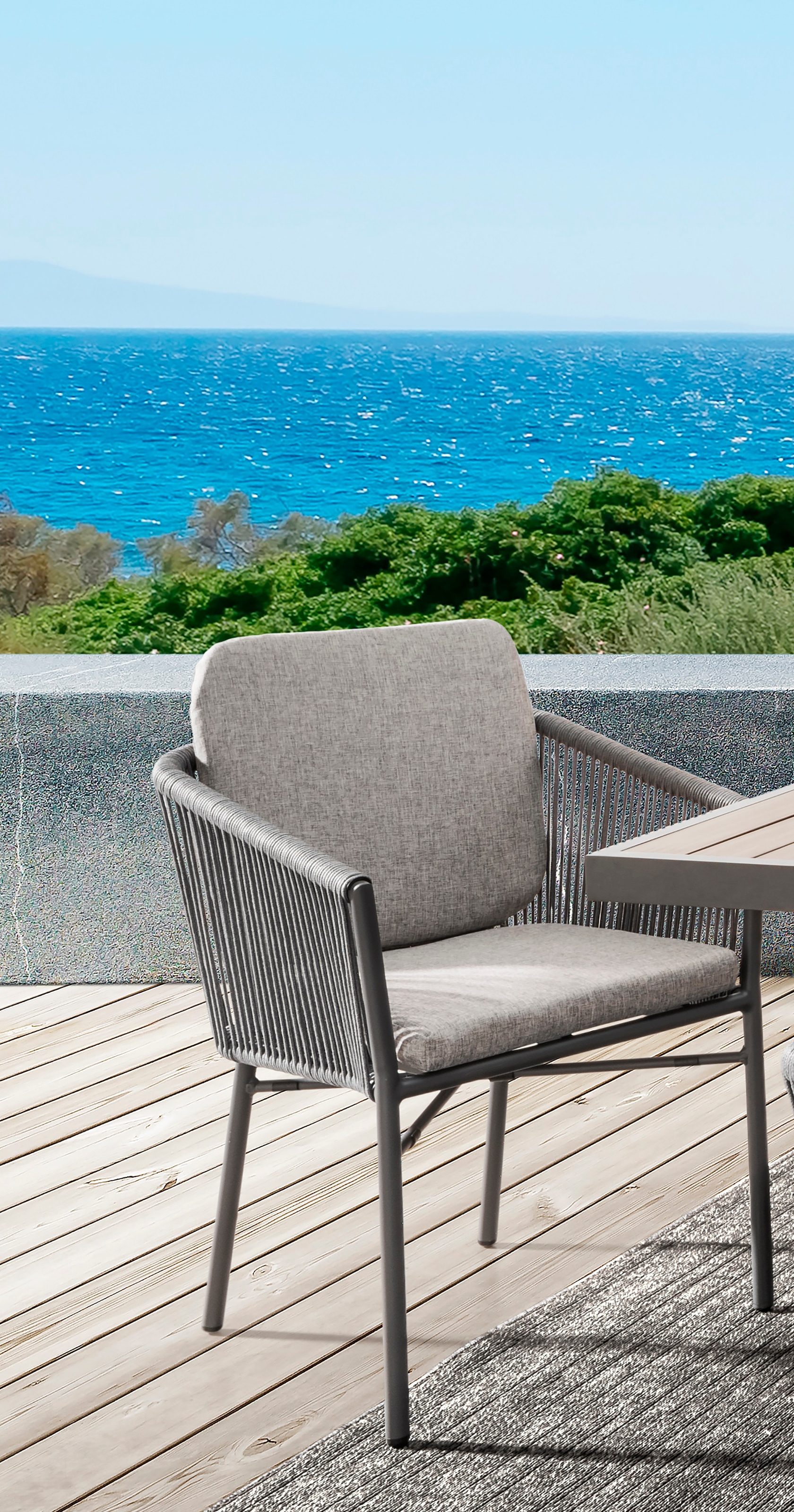 Destiny Garten-Essgruppe »LUCCA IMOLA«, (13 tlg., 4x Sessel, 1x Tisch, inkl. Auflagen), Aluminium, Polyrattan, Rope