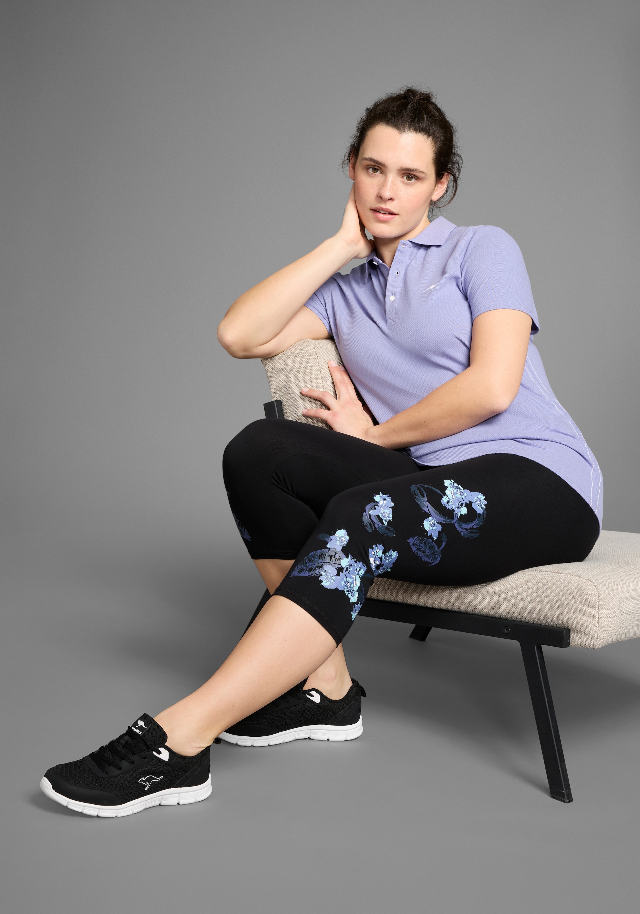 KangaROOS Poloshirt Kurzarm,  unifarben,  Polokragen,  aus Baumwolle, große Größen