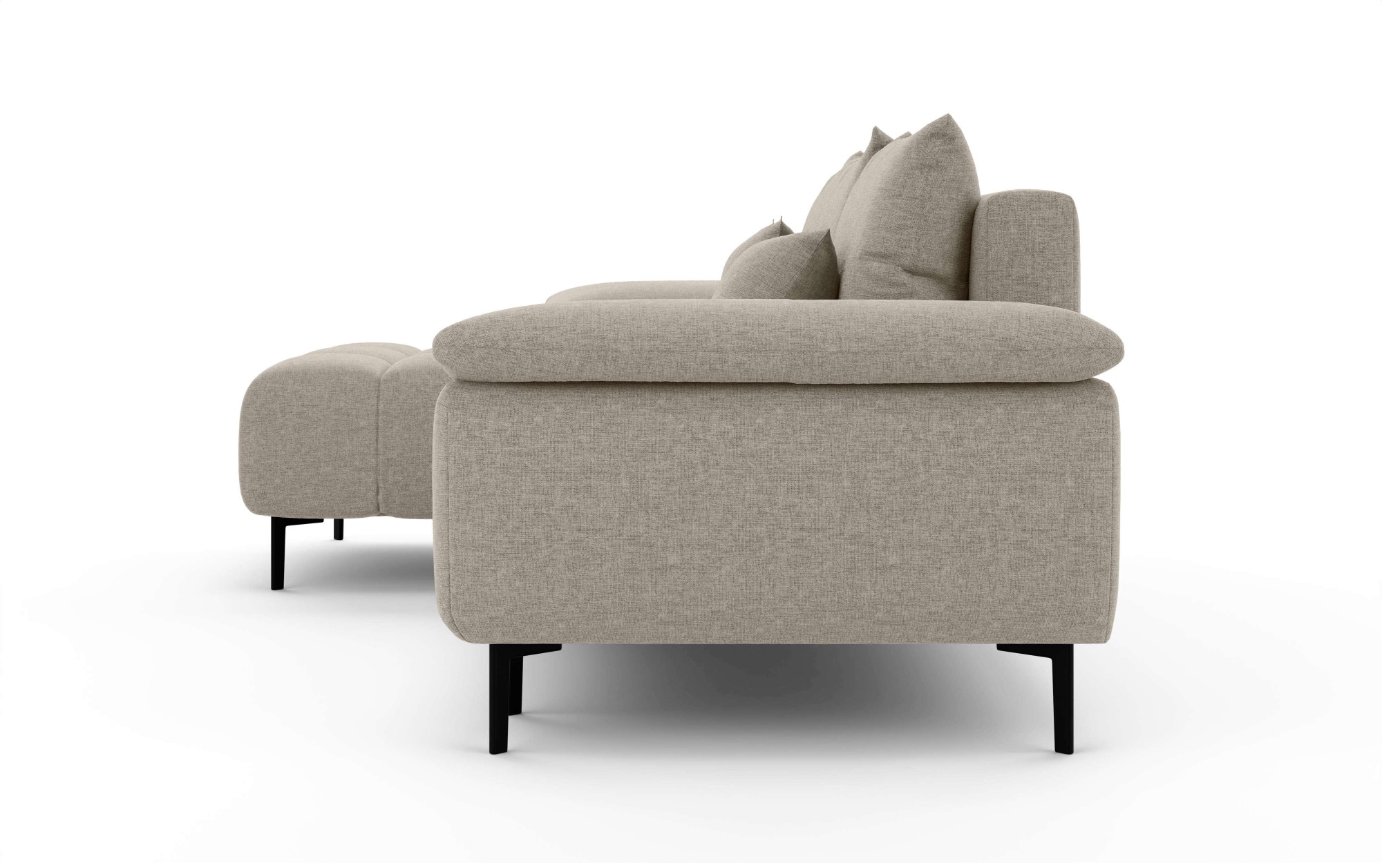 INOSIGN Ecksofa »DROMARA Schlafsofa mit Bettkasten, Maße: B/T/H 277/141/91 cm«, L-Form mit Recamiere rechts/links bestellbar, Wellenunterfederung