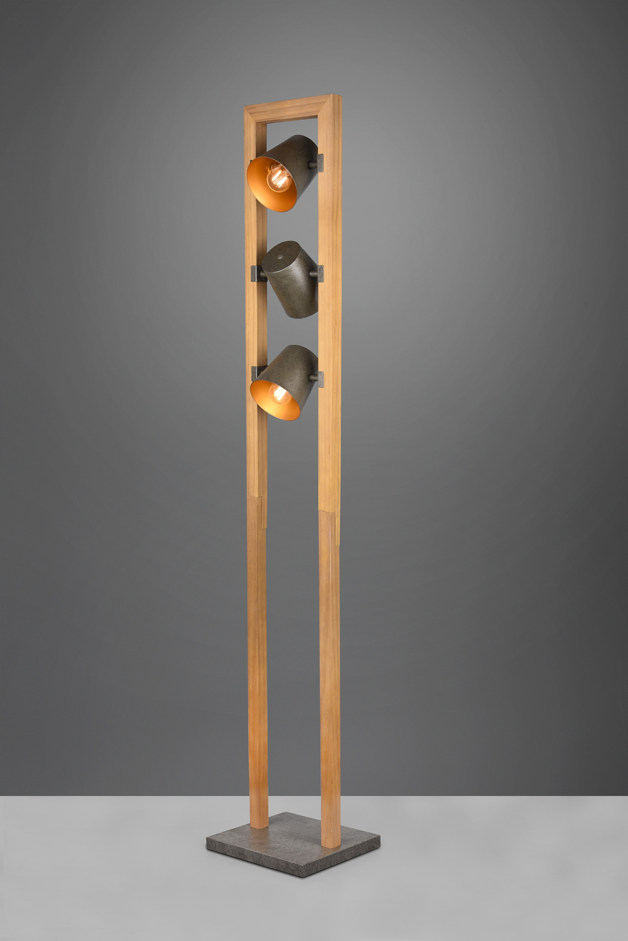 TRIO Leuchten 3 online Holz-Nickel-Antik Glocken-Optik, mit Schirmen flammig-flammig, bestellen »Bell«, in Stehlampe 3-flammig Kombination