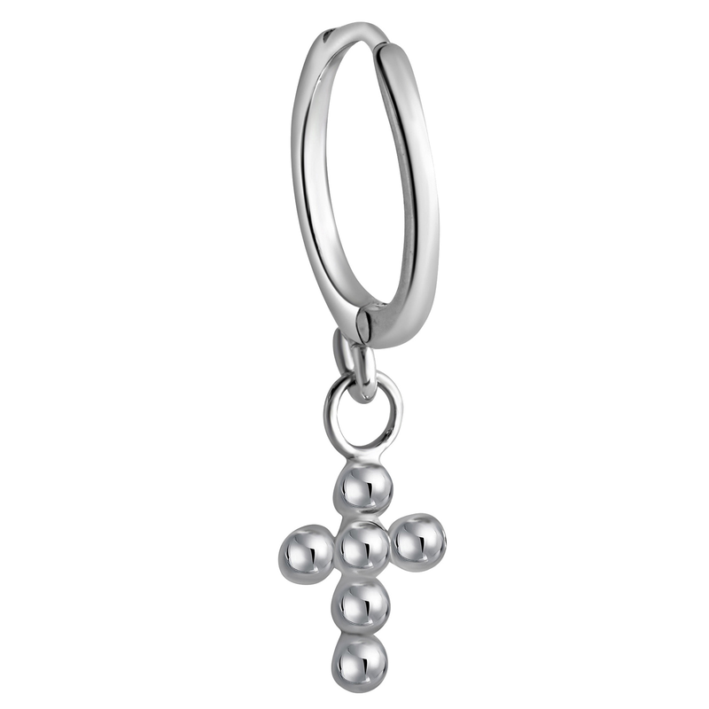 FIRETTI Single-Creole »Schmuck Geschenk Silber 925 Ohrschmuck einzeln Kreuz« silberfarben 11 mm Trendige Singelcreole