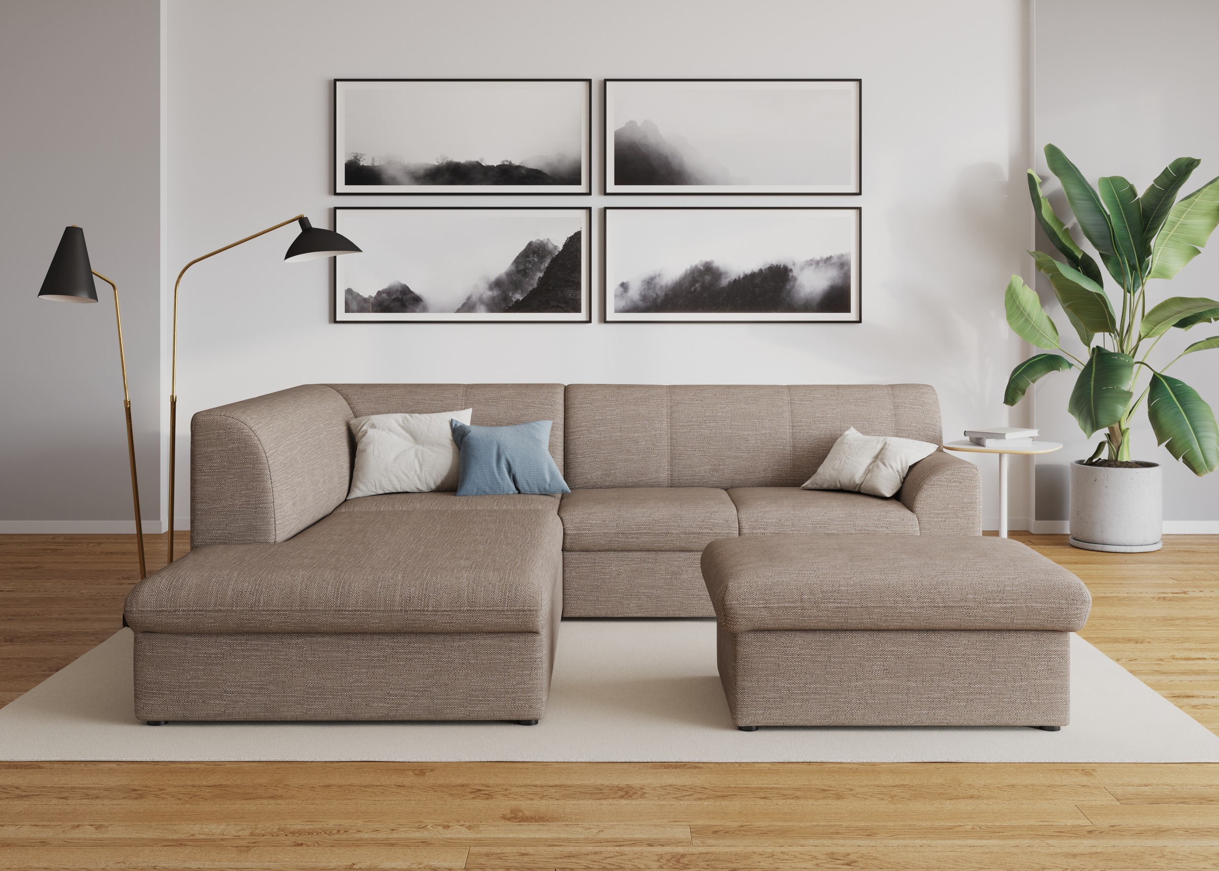 DOMO collection Ecksofa »Topper zeitlos elegant, kompakte Stellmaße, OTTOs Choice, L-Form«, mit Ottomane, wahlweise mit Schlaffunktion