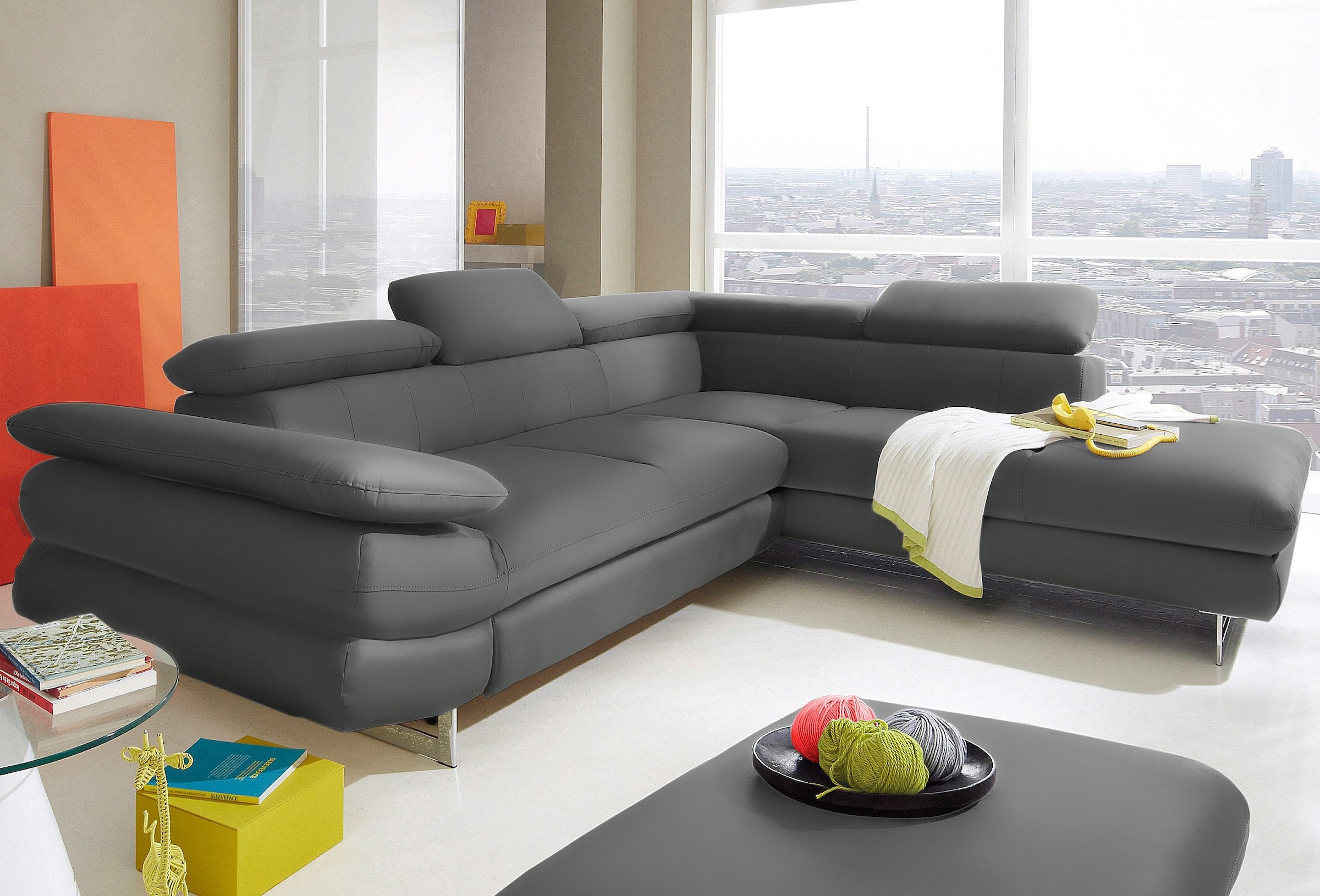 INOSIGN Ecksofa »Solution L-Form«, mit Arm- & Kopfteilverstellung, wahlweise mit Bettfunktion