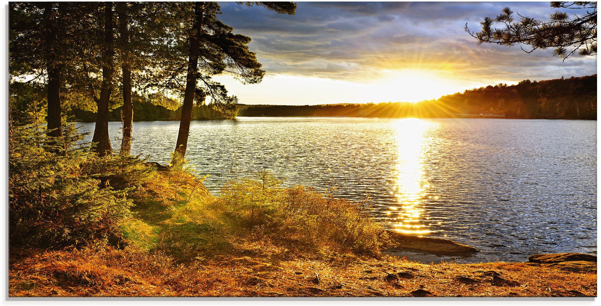 Artland Glasbild »Sonnenuntergang über See Algonquin Park«, Sonnenaufgang & günstig online kaufen