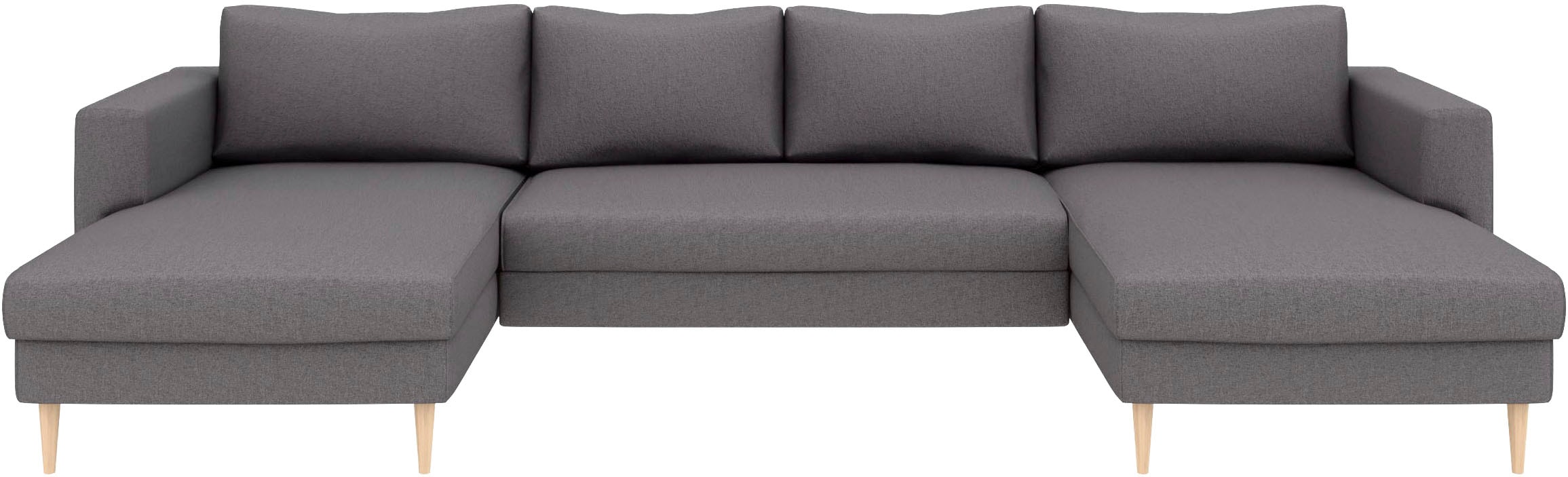 TRENDMANUFAKTUR Wohnlandschaft »Amazing, wahlw. mit Schlaffunktion & Bettkasten, Fuß Buche lackiert« Sofa in U-Form, in Cord oder Struktur, Breite 305 cm