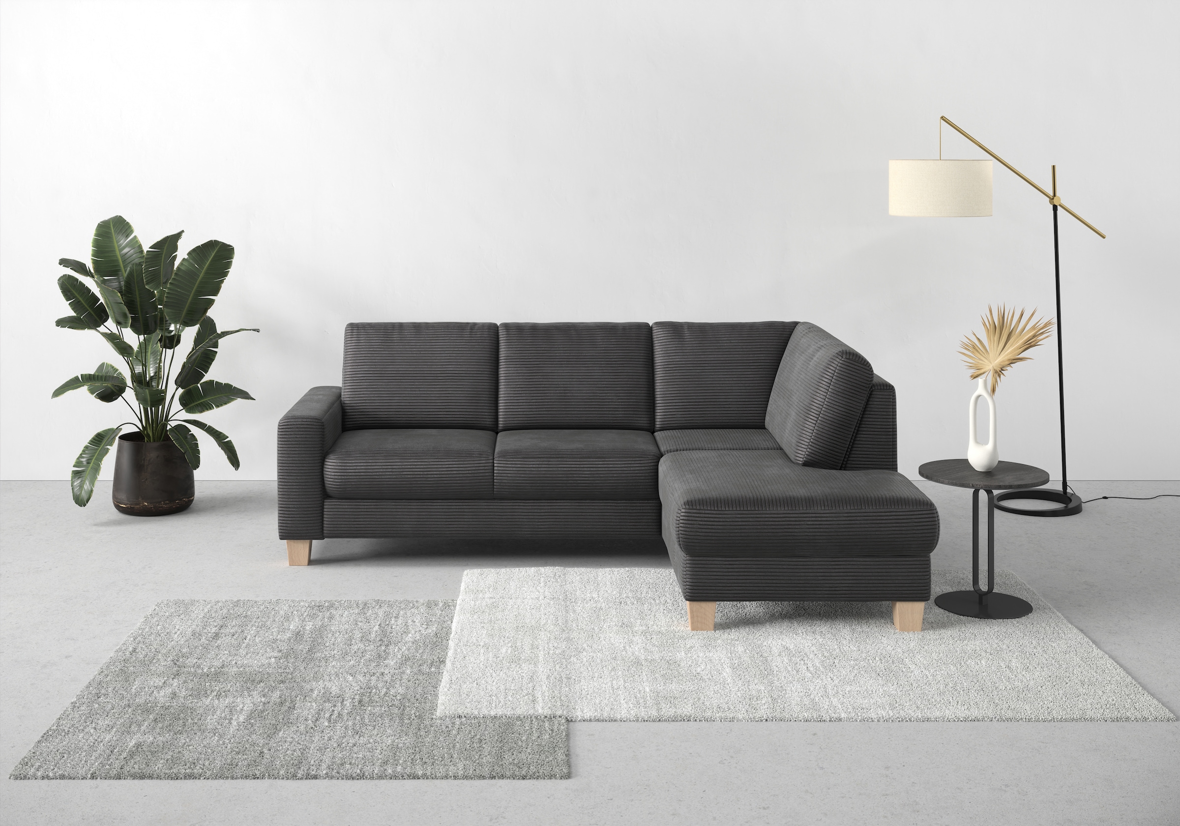 Home affaire Ecksofa »Summer L-Form«, mit Ottomane, wahlweise mit Bettfunktion und Bettkasten, Cord-Bezug