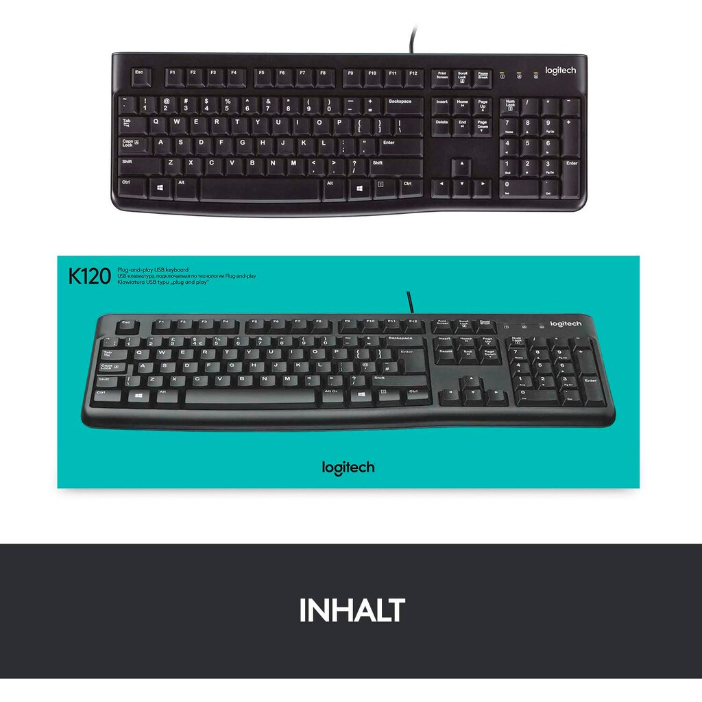 Logitech PC-Tastatur »Keyboard K120 - DE-Layout«, (Ziffernblock)