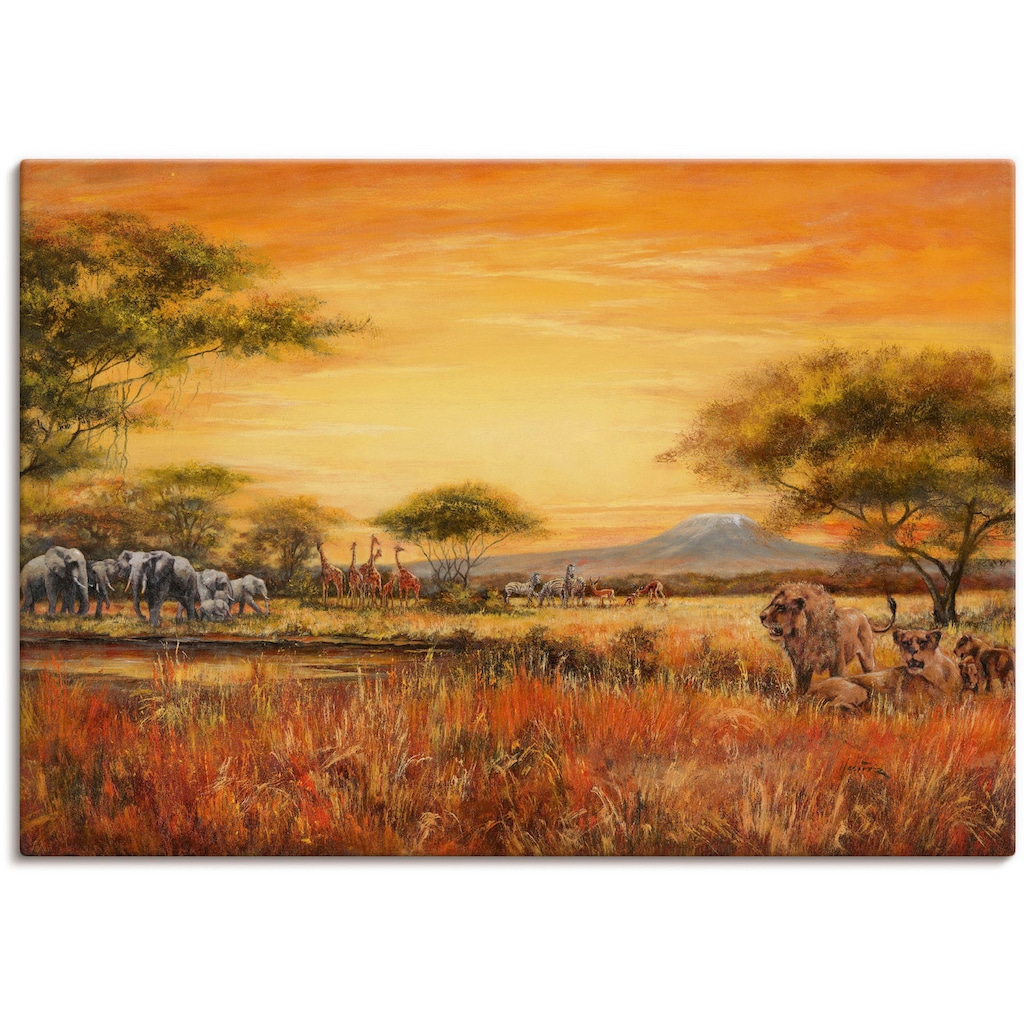 Artland Wandbild »Afrikanische Steppe mit Löwen«, Afrika, (1 St.)