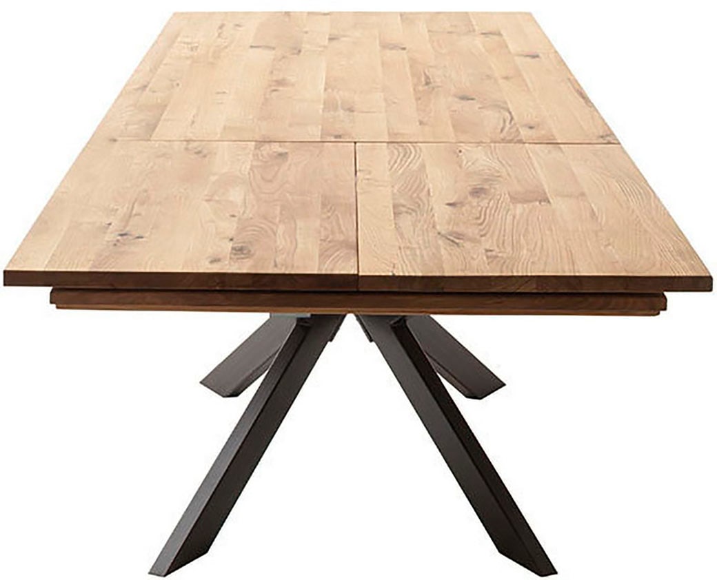 MCA furniture Esstisch »BARLETTA Auszugtisch 180-280 cm«, (Einzelstück), massiv,durchgehende Lamelle,aufgedoppelt,Metall,Tischplatte 5,0 cm