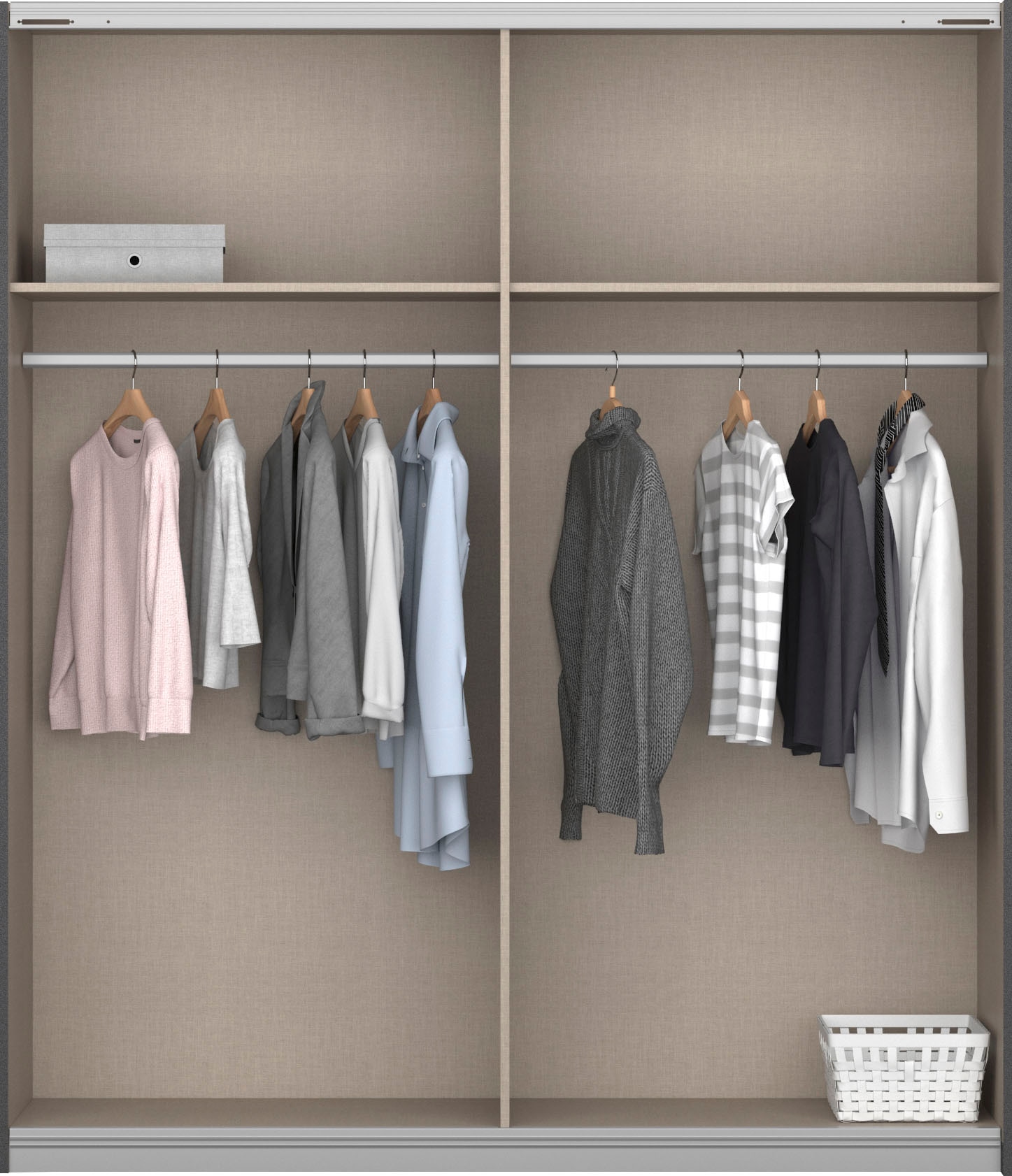 rauch Schwebetürenschrank »Kleiderschrank Schrank Garderobe Wäscheschrank Ankleide MALIBU« in 5 Breiten, Höhe 210 cm,  mit großflächigen Türen, großzügiger Stauraum MADE IN GERMANY