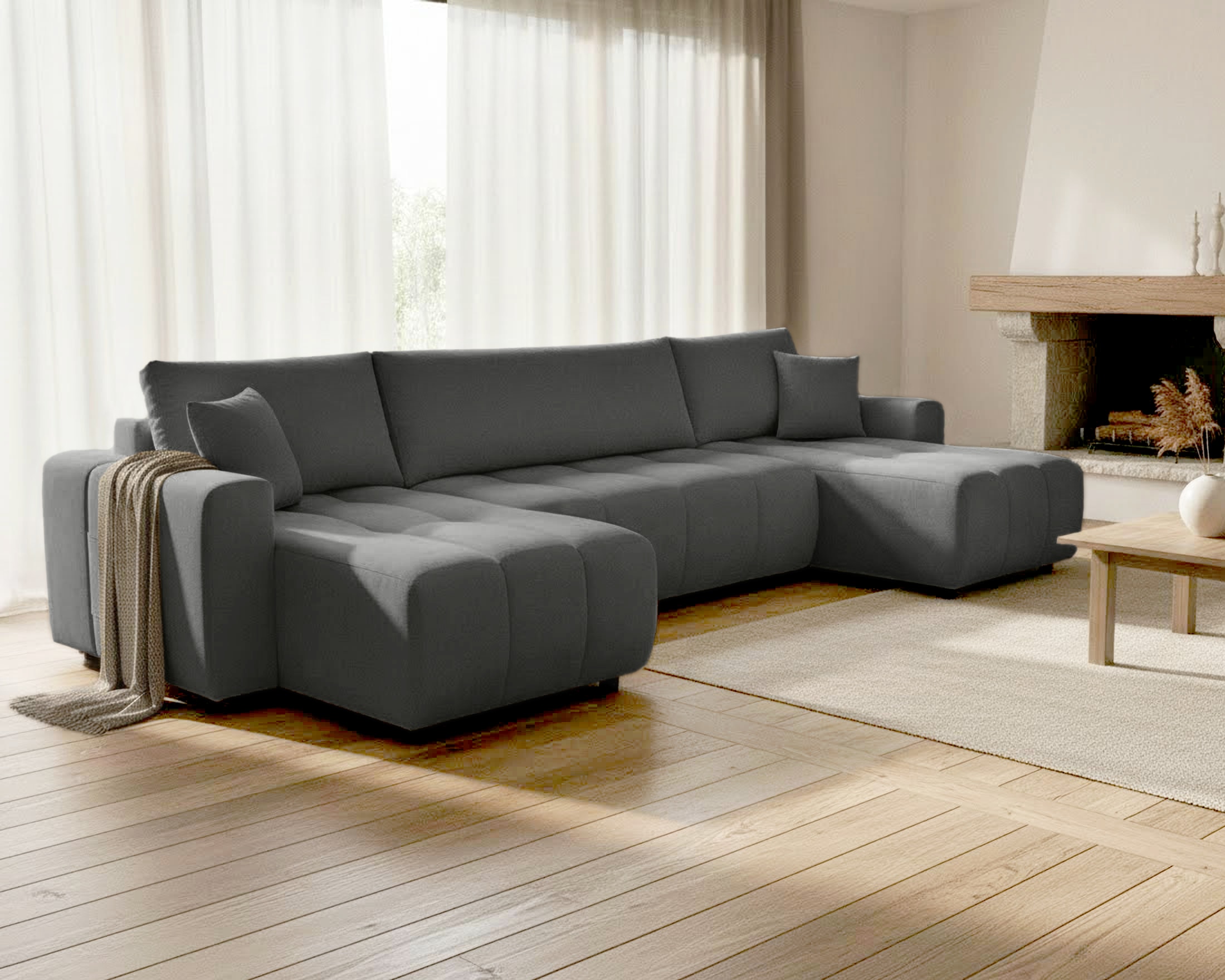 OTTO home Wohnlandschaft »YLVAA U-Form, 311 cm - OTTO. Verlässliche Qualität.« Schlaffunktion (132/269), Bettkasten, Feinstruktur-Bezug