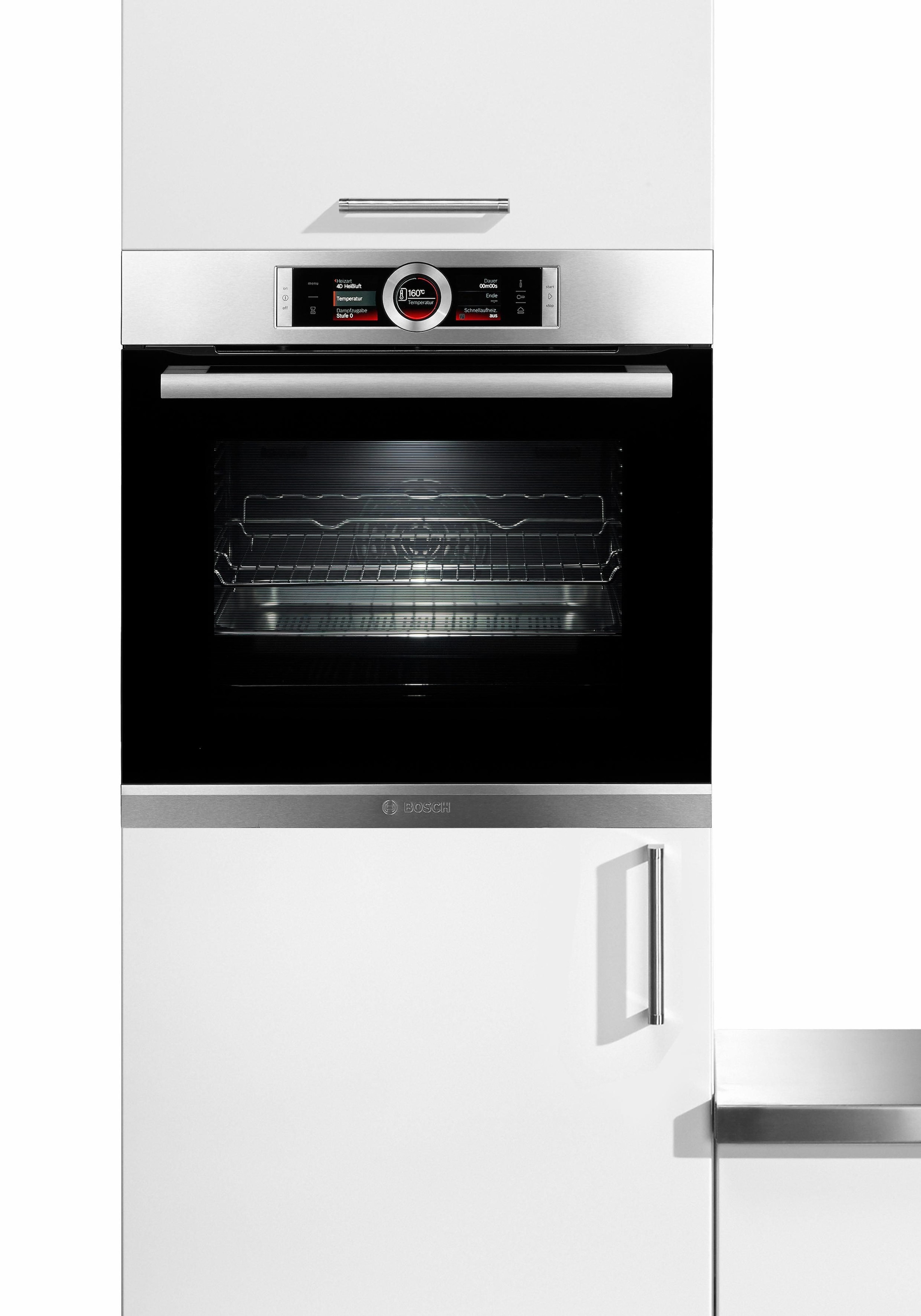 BOSCH Dampfbackofen »HSG636B«, Serie 8, Teleskopauszug mit ecoClean mit online Eco-Umluft-Infra-Grill-Großflächengrill-Kleinflächengrill-Pizzastufe-Sanftgaren-Vorwärmen-Warmhalten, 4D-Heißluft-Eco-Ober-/Unterhitze Direct, nachrüstbar, Auftaufunktion