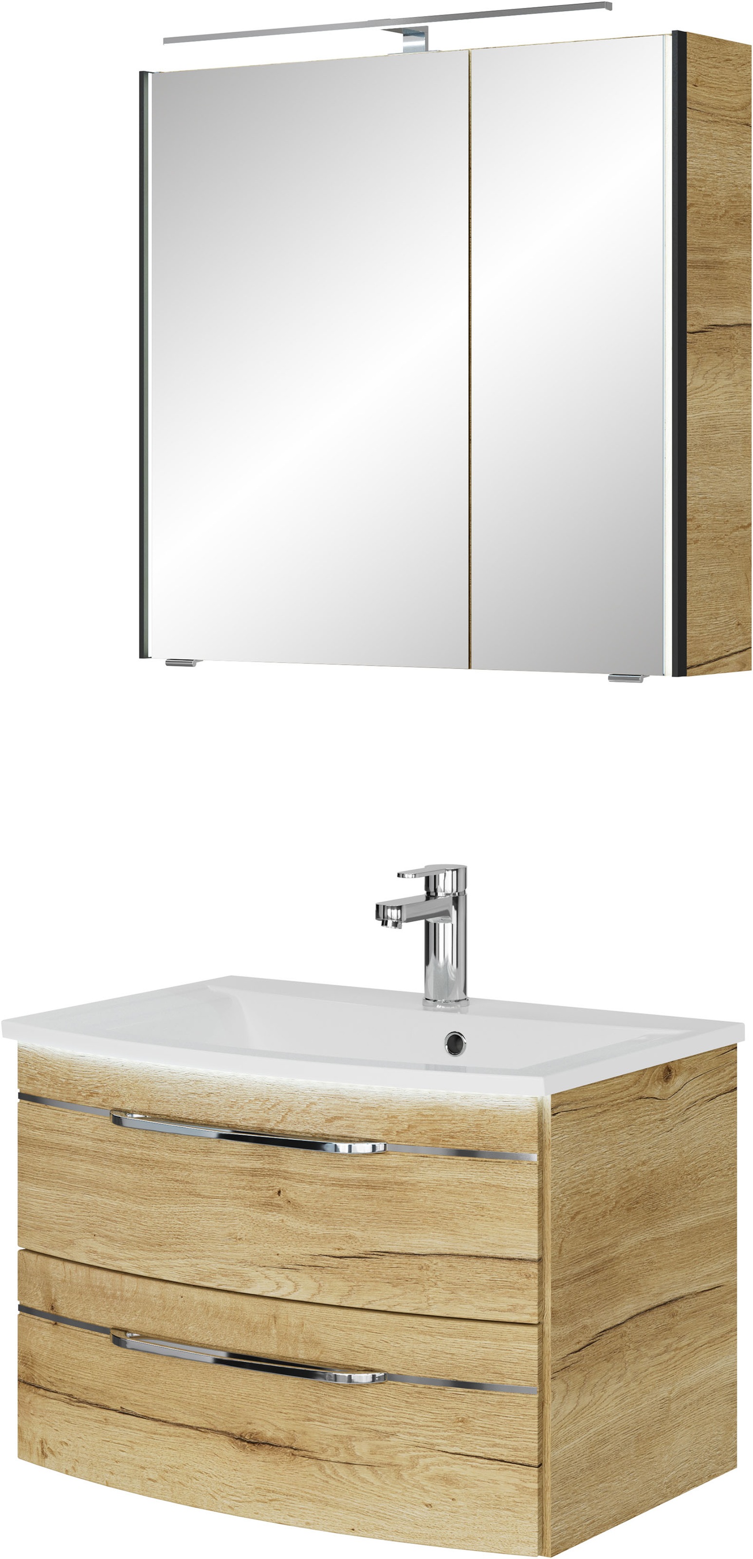 Saphir Badmöbel-Set »Serie 7045 2-teilig Mineralmarmor-Waschtisch mit LED-S günstig online kaufen