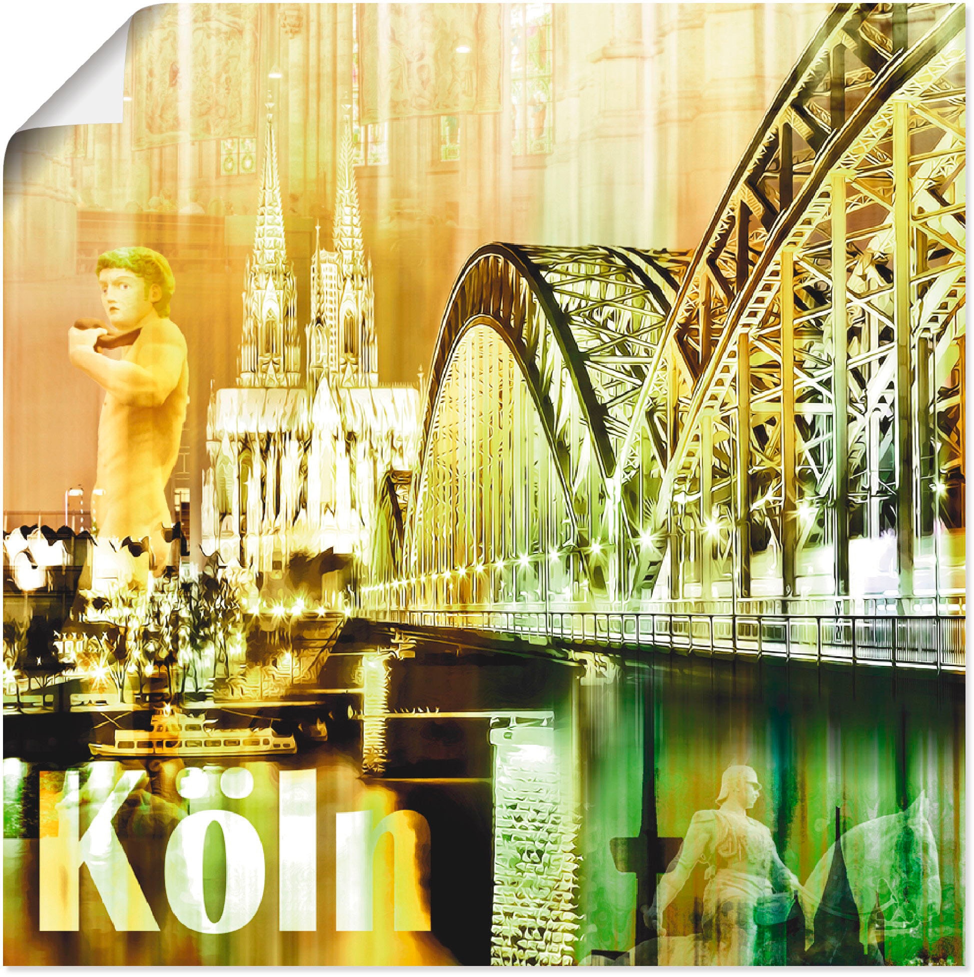 Artland Poster »Köln Skyline Abstrakte Collage II«, Gebäude, (1 St.), als Leinwandbild, Wandaufkleber oder Poster in versch. Größen