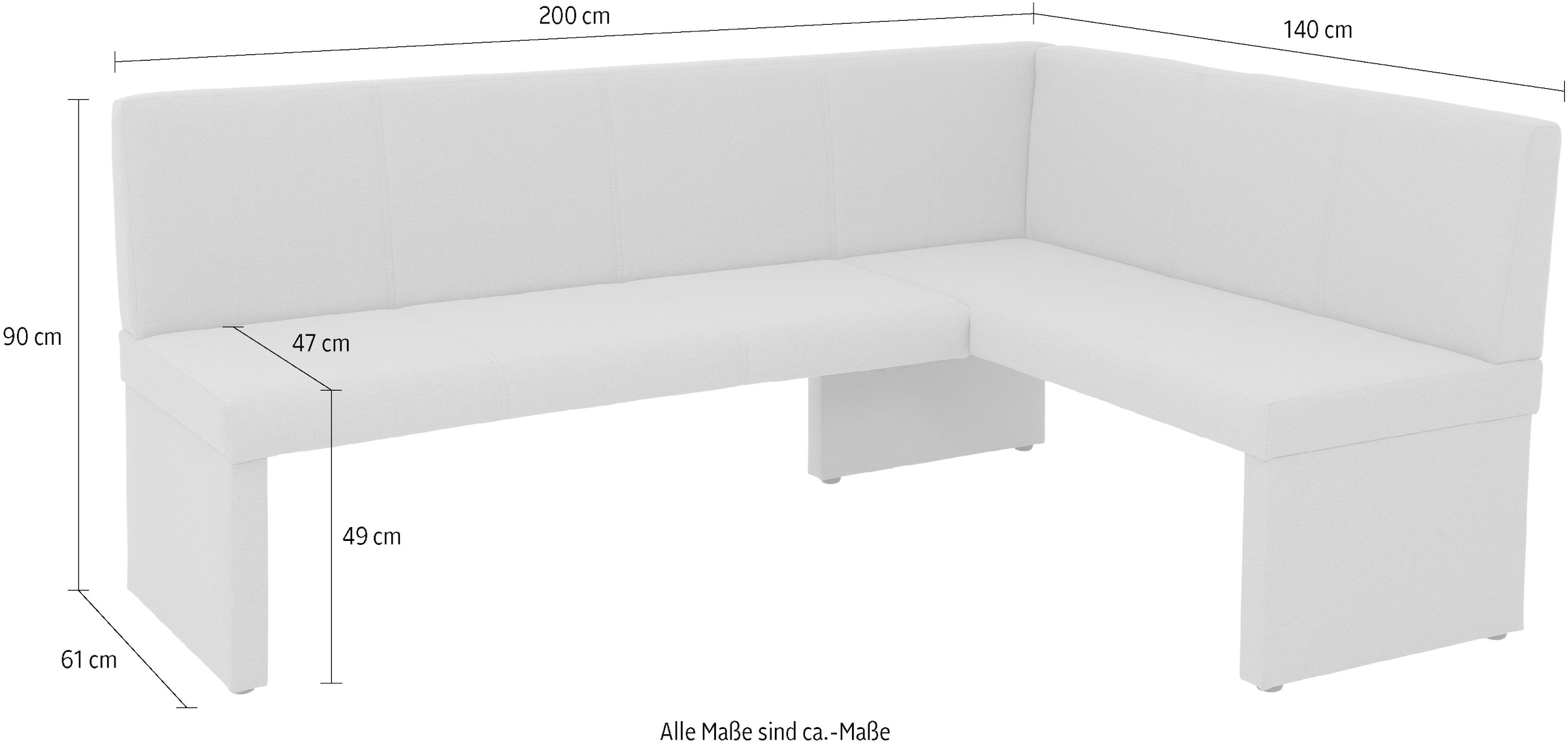 HELA Eckbank »TURIN« Eckbank, Gestell aus Holz, gepolstert, in 2 Ausführungen, Webstoff