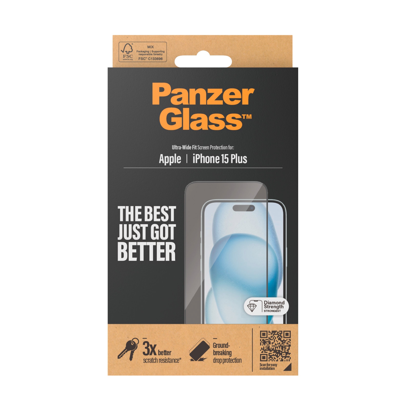 PanzerGlass Displayschutzglas »Ultra-Wide Fit Screen Protector für iPhone 15 Plus« für Apple iPhone 15 Plus Displayschutzfolie, Schutzfolie, Bildschirmschutz, kratz- & stoßfest