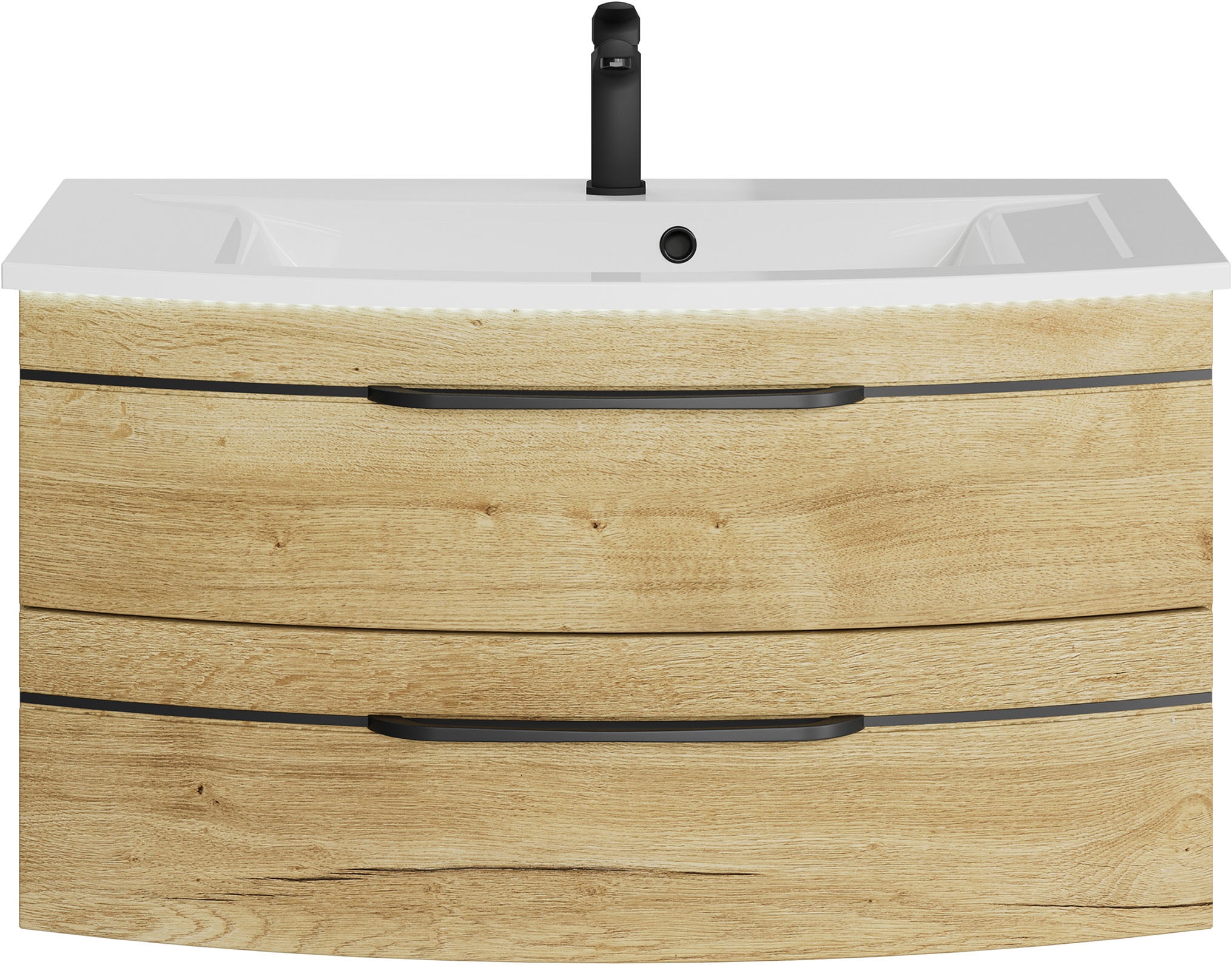 Saphir Badmöbel-Set »Serie 7045 2-teilig Mineralmarmor-Waschtisch mit LED-Spiegelschrank«, (Set, 2 St.), Badezimmer-Set 93,2 cm breit, inkl. Türdämpfer, 3 Türen, 2 Schubladen