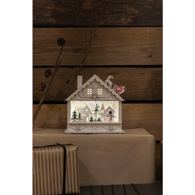 KONSTSMIDE Weihnachtshaus »LED Holzsilhouette Haus, weiß, 4 warmweiße Dioden,  batteriebetrieben«, 6h Timer bestellen