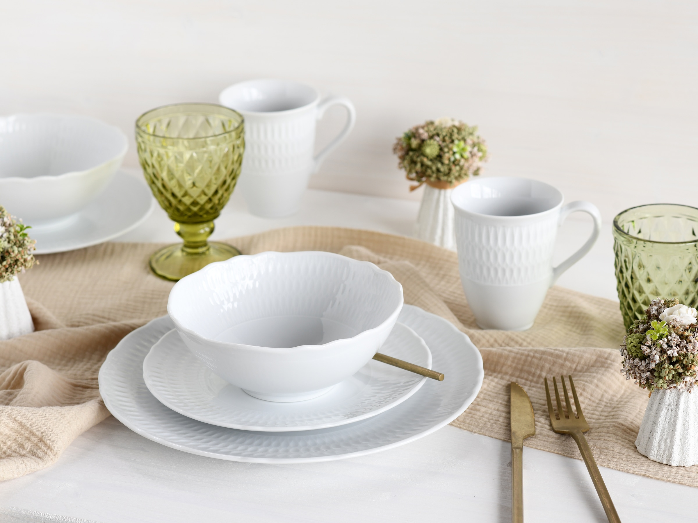 CreaTable Kombiservice »Sofia, Kombi-Service 16 tlg«, (Set, 16 tlg.), Klassisch-elegantes Relief