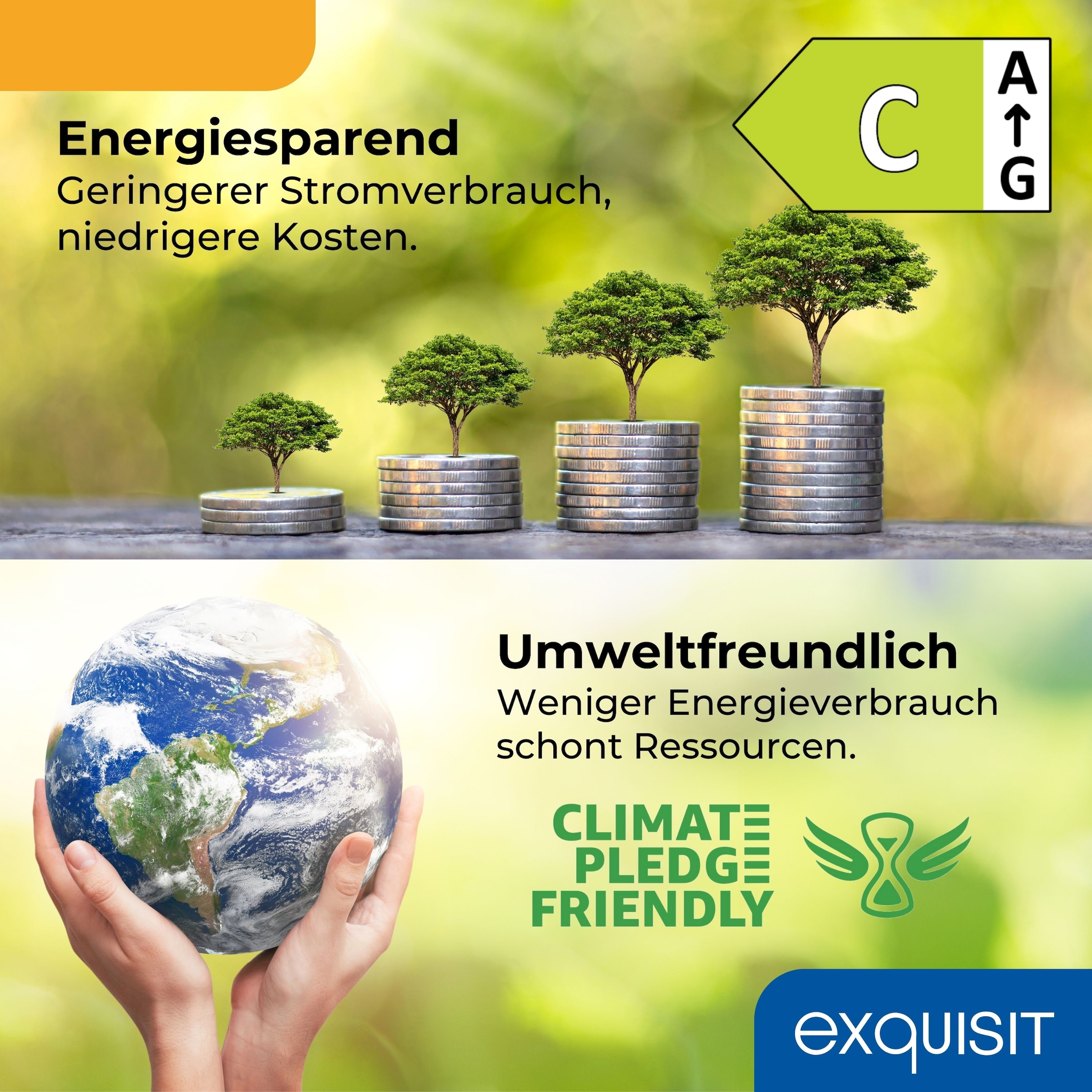 exquisit Kühlschrank »KS16-4-HE-040C inoxlook«, geräumiges 4-Sterne-Gefrierfach