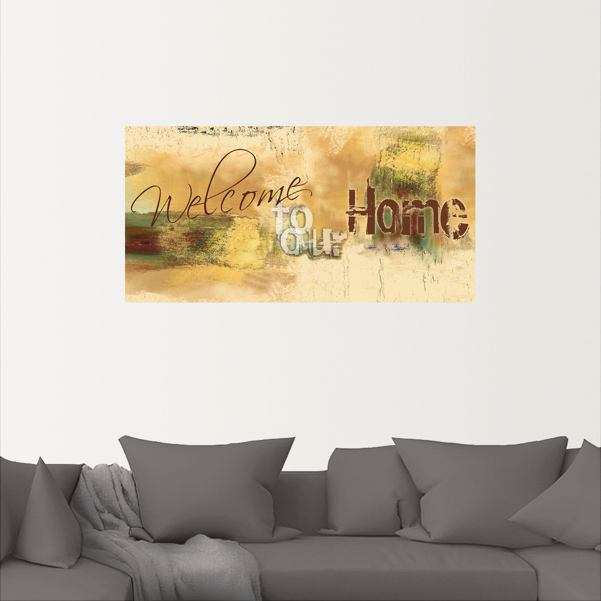 Artland Wandbild »Willkommen in unserem Zuhause«, Sprüche & Texte, (1 St.), als Alubild, Outdoorbild, Leinwandbild, Poster, Wandaufkleber