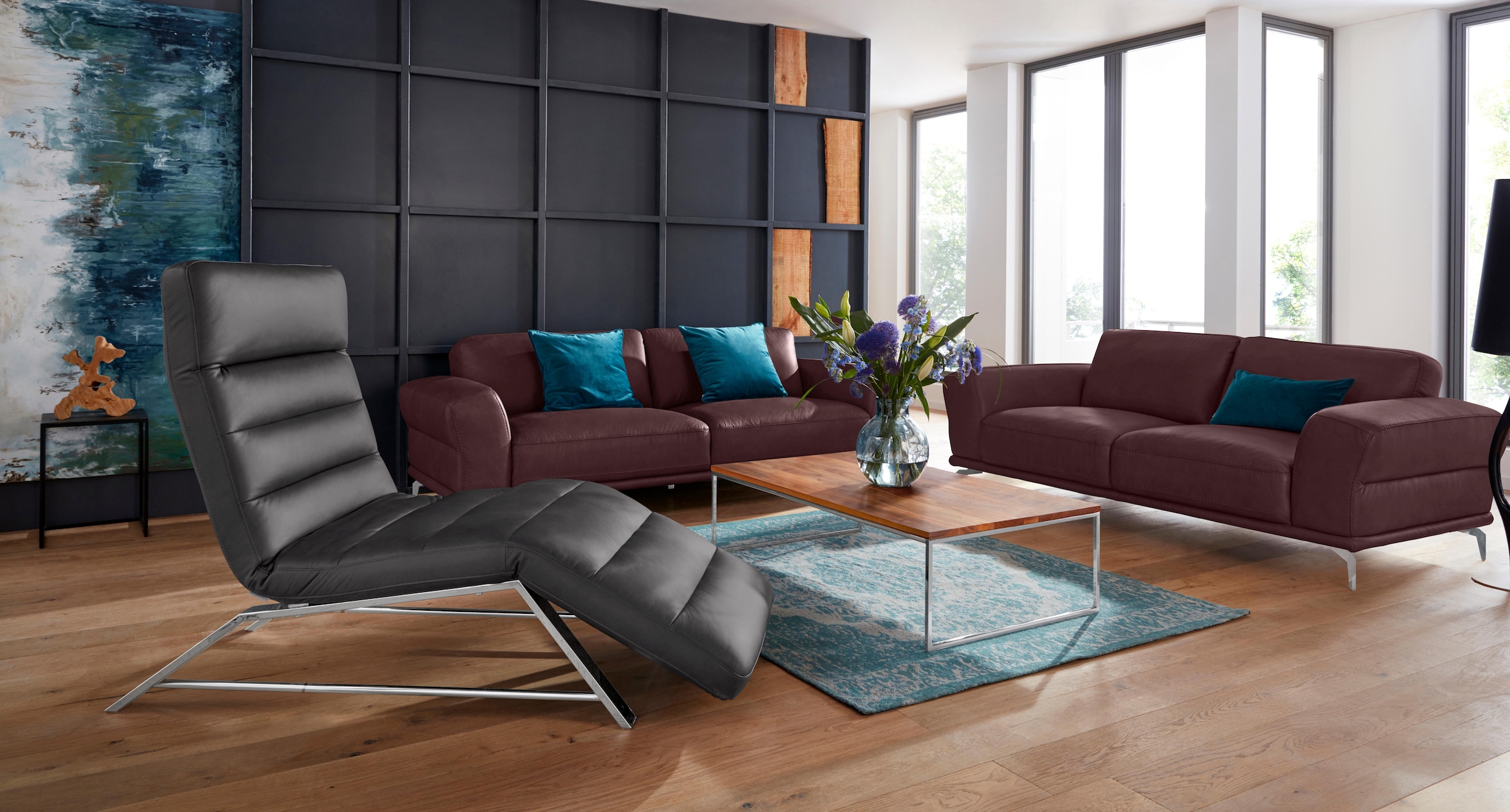 W.SCHILLIG 2,5-Sitzer »montanaa«, mit Metallfüßen in Chrom glänzend, Breite 212 cm