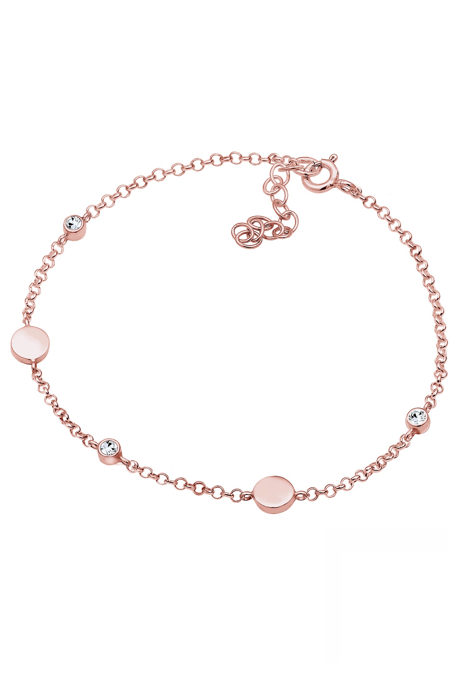 Elli Armband »Plättchen mit Kristalle Rund vergoldet«
