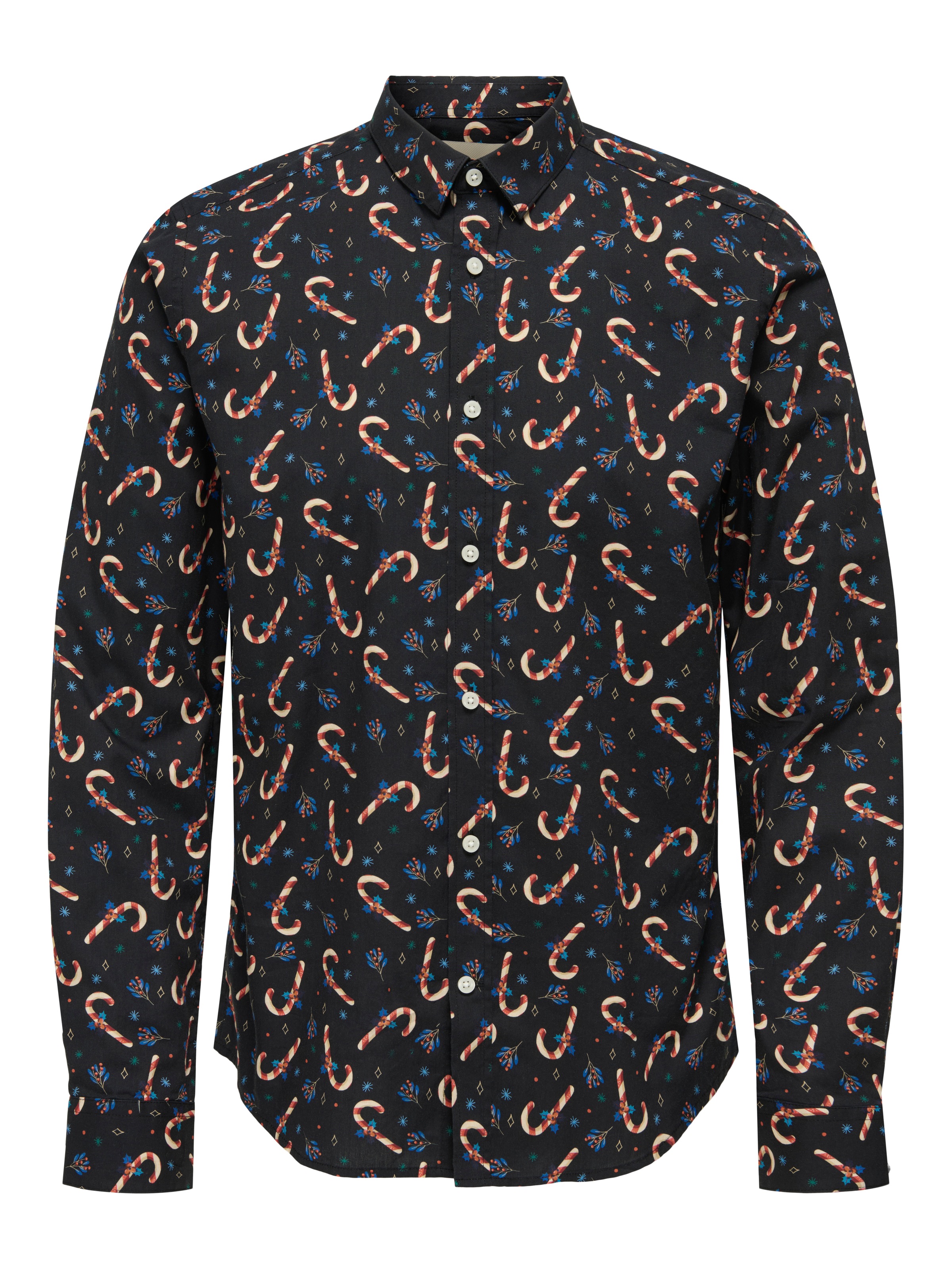 ONLY & SONS Langarmhemd »ONSELF XMAS AOP SLIM POPLIN LS SHIRT«