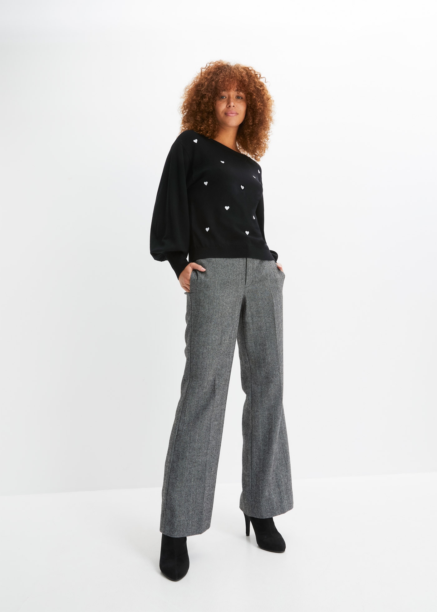 bonprix Strickpullover »Feinstrickpullover aus Viskose-Mix« aus Viskose-Mix, mit Stehkragen, mit Stickerei, bequeme Passform