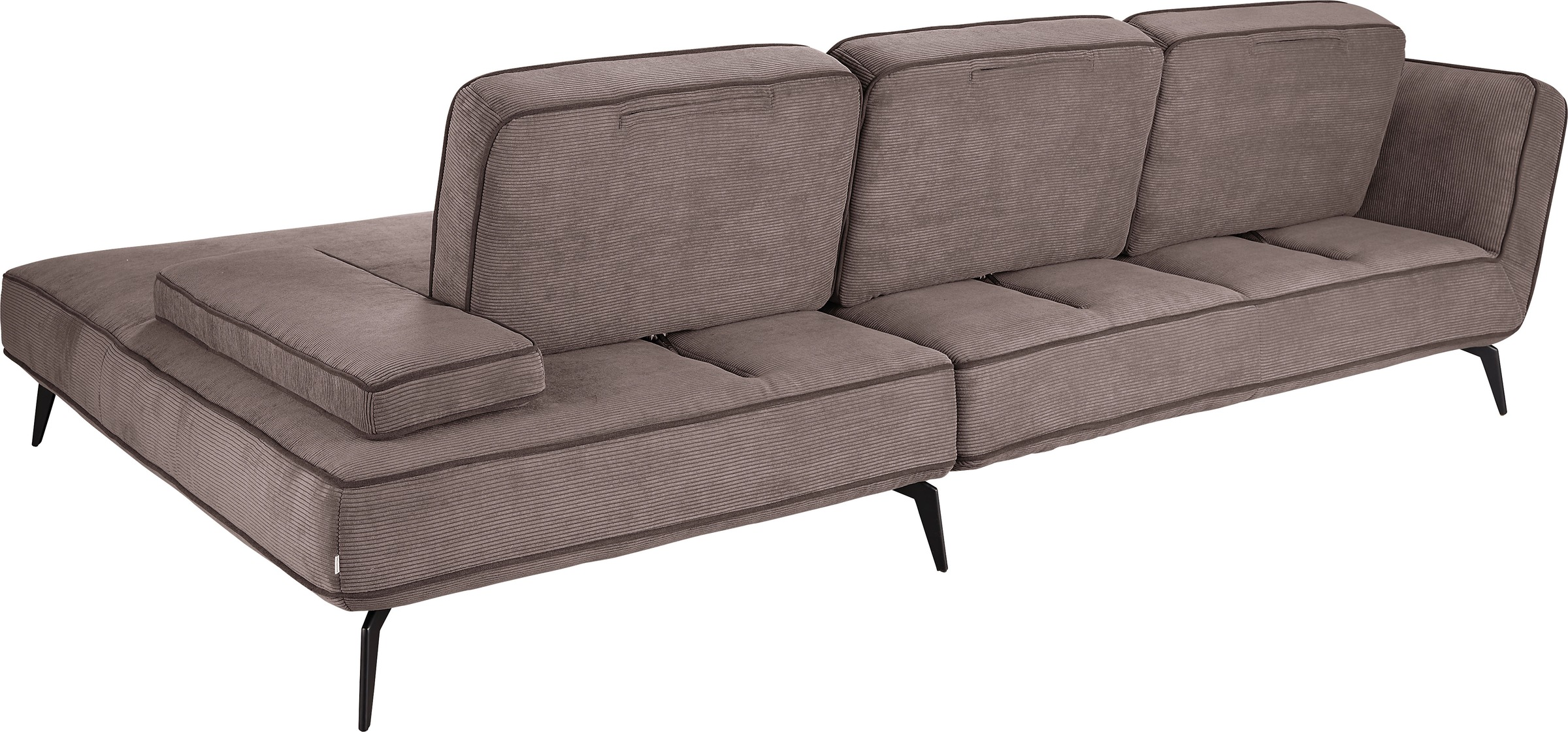 set one by Musterring Ecksofa »SO 4500, Füße schwarz matt, inkl Schwenkrückenfunktion, Cord, L-Form«, wahlweise mit Kopfstütze/Armteilverstellung/Rückenneigung