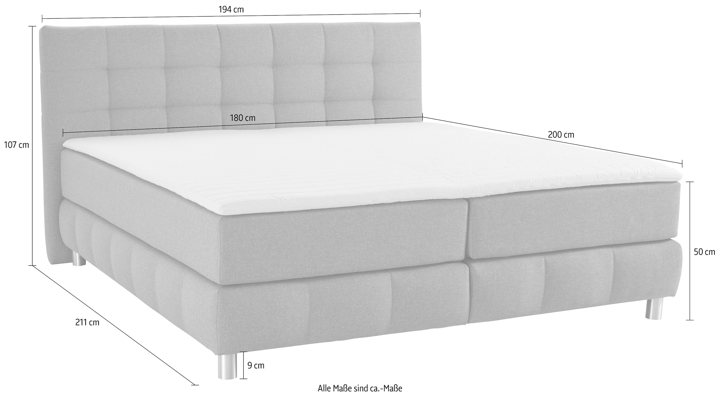 andas Boxspringbett »Salo«, incl. Topper, 6 Breiten, 2 Härtegrade, TFK auch in Härtegrad 4