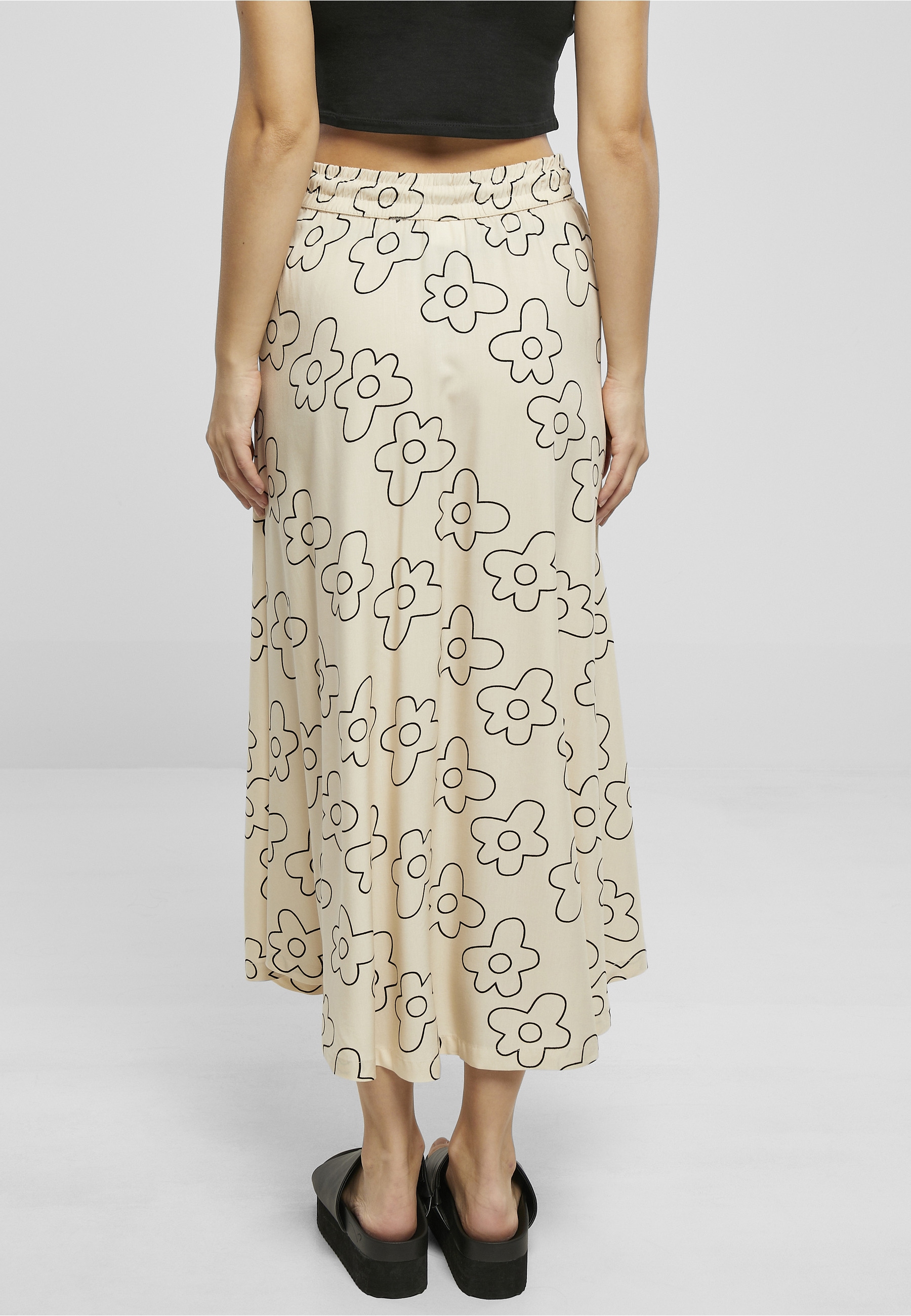 URBAN CLASSICS Jerseyrock »Urban Classics Damen Ladies Viscose Midi Skirt« 1 Stk.