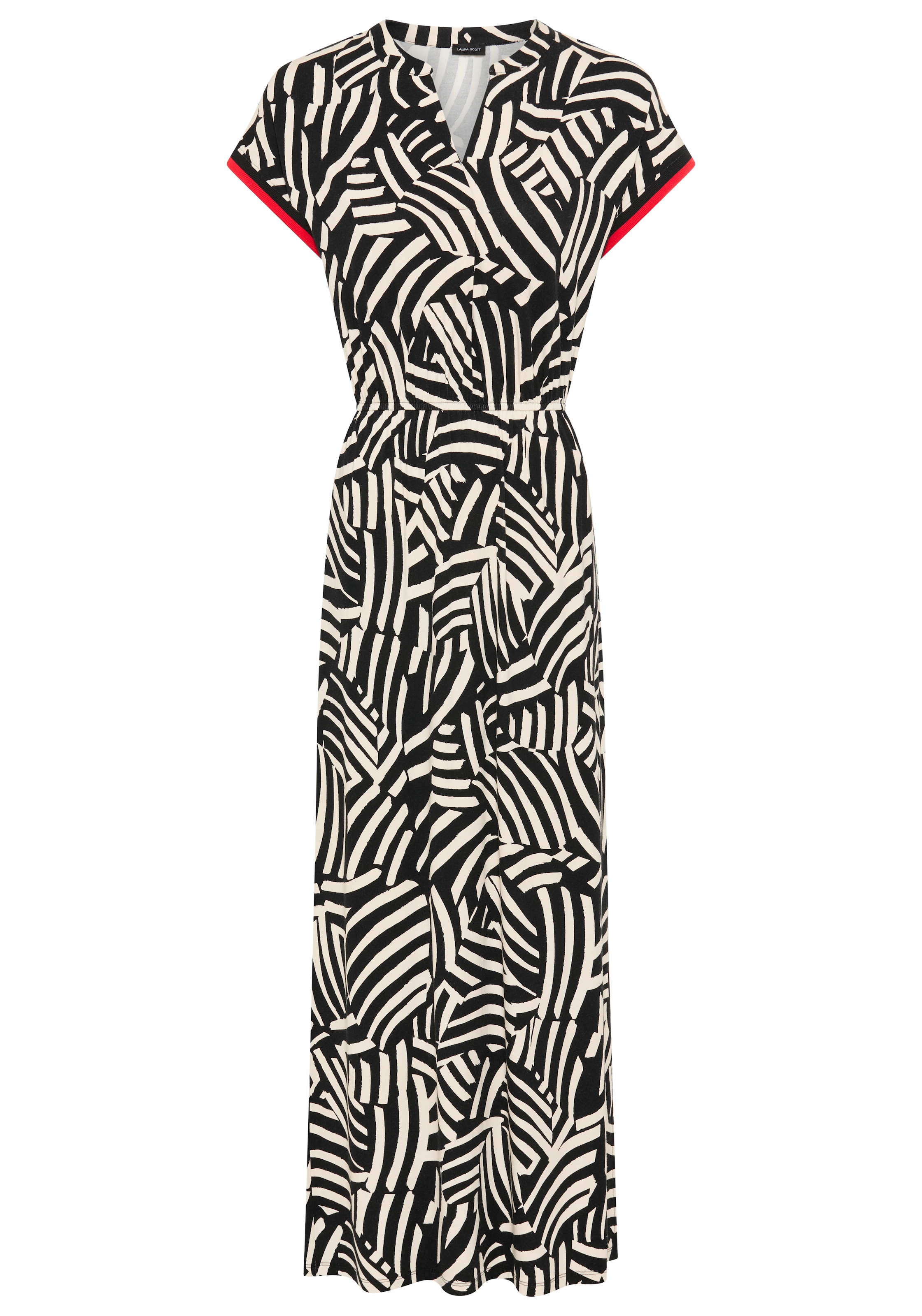 Laura Scott Midikleid abstraktes aDesign, mit Kontrastfarbenen Details