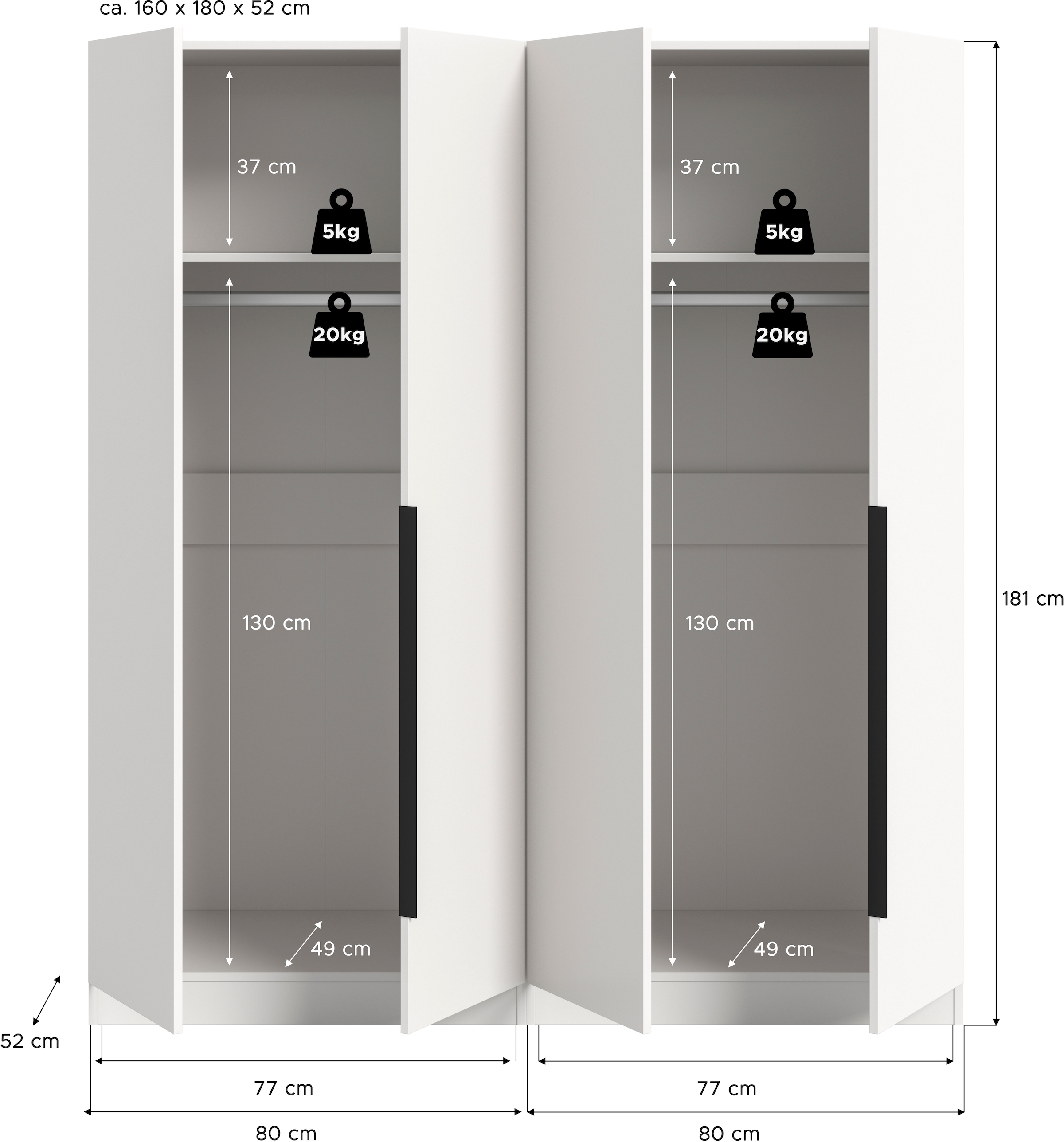Home affaire Schrank-Set »Skarde moderner Kleiderschrank Schlafzimmerschrank« wähle deine beste Schrank Kombination, 1 Stk. tlg.