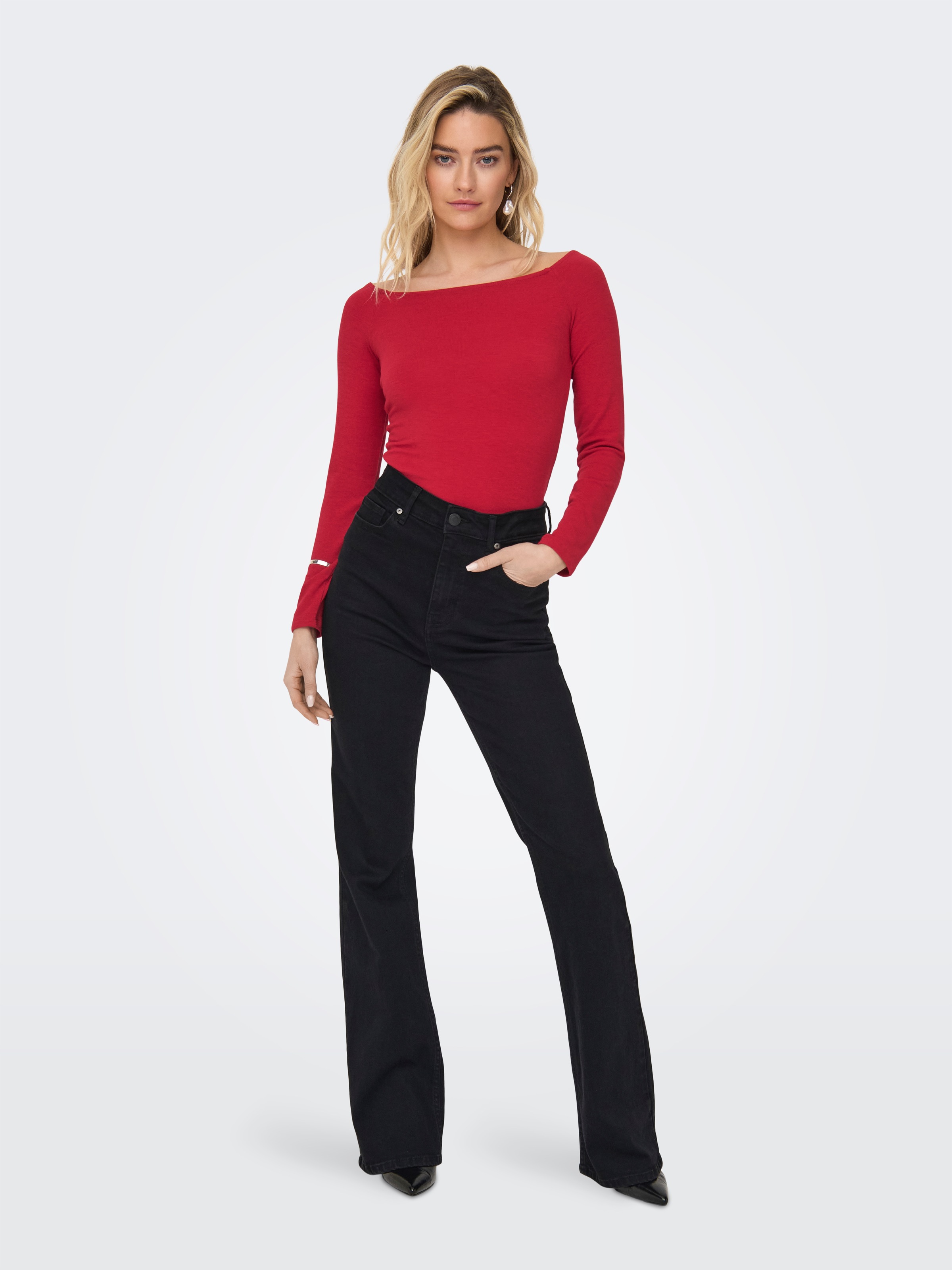 ONLY Langarmshirt »ONLGLAMOUR L/S BOAT NECK TOP BOX CC JRS«