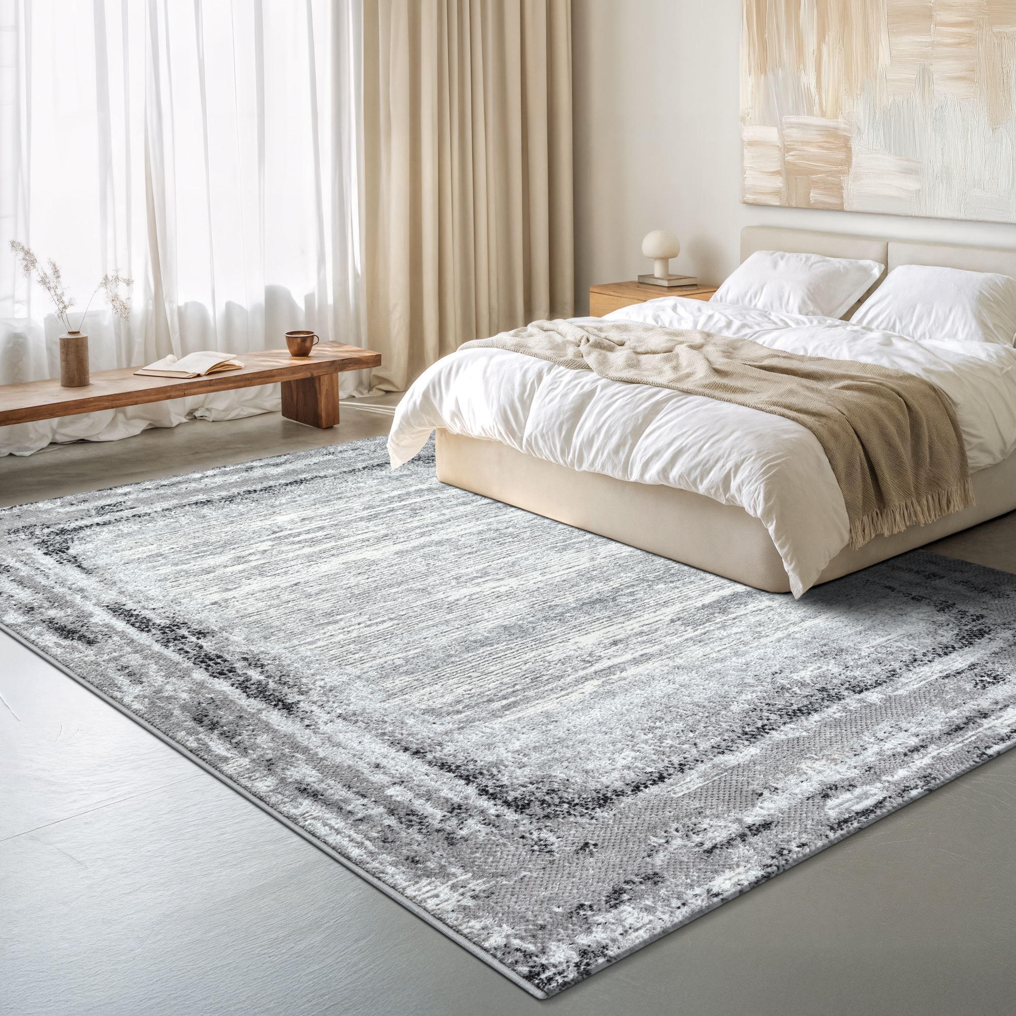 Sanat Teppich »Harmony 3215 , auch als Läufer« rechteckig 12 mm Höhe Wohnzimmer, Kurzflor, modern, Bordüre, Schlafzimmer
