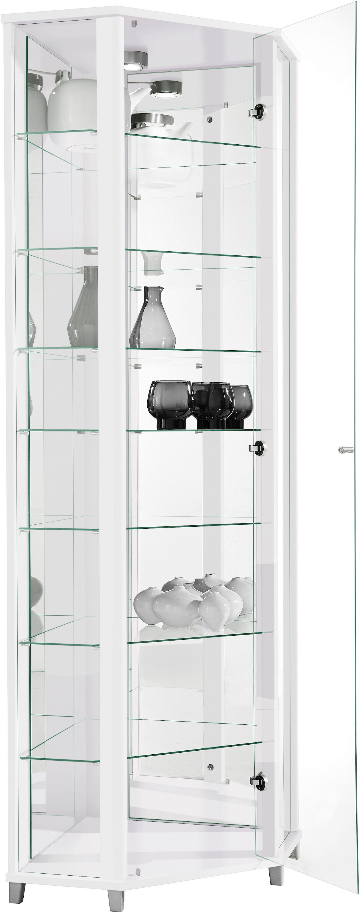 fif möbel Eckvitrine »TRIO Höhe ca. 172 cm, ink. Beleuchtung«, Eckvitrine/Glasvitrine 1x Glastür, perfekt für Sammler, Sammlervitrine