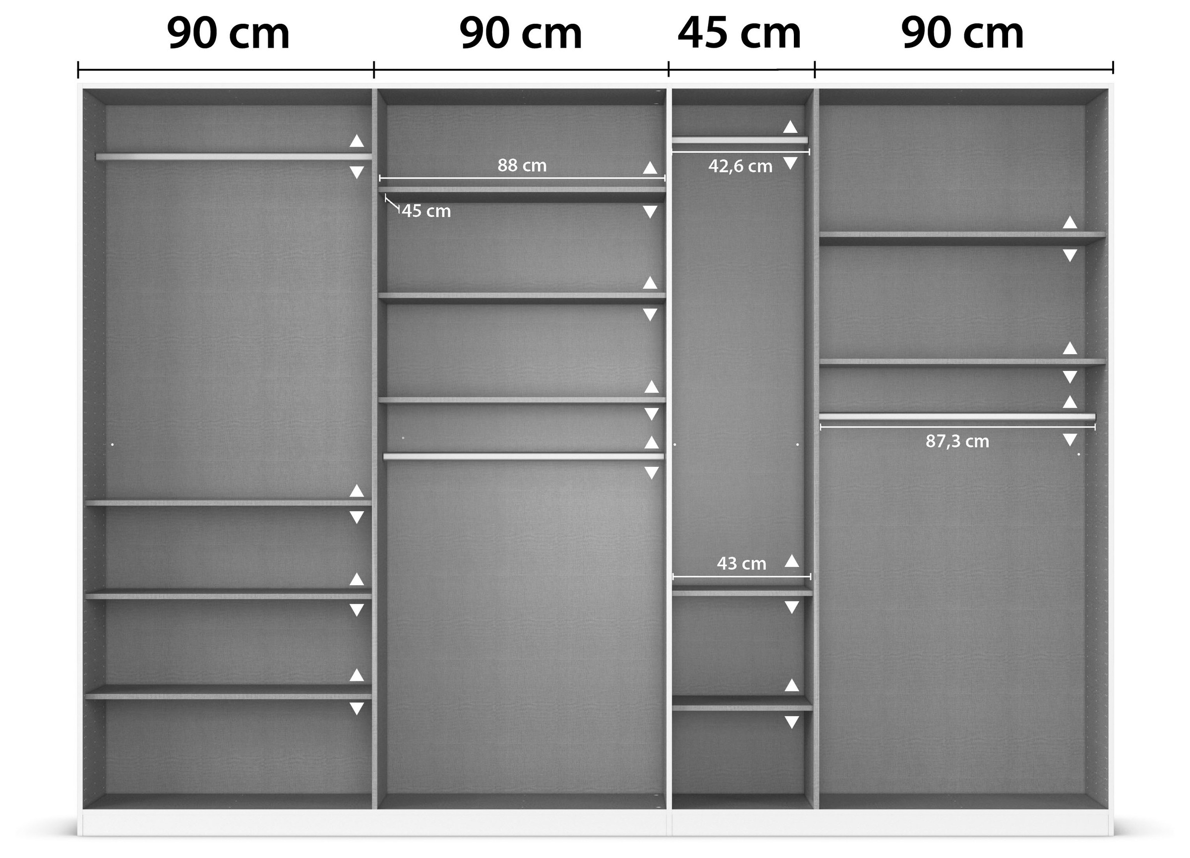rauch Drehtürenschrank »Kleiderschrank Schrank Garderobe AGORDO mit Dekor- oder Hochglanzfront«, (in zwei Griff-Farben), durchdachte Innenausstattung, in 6 Breiten und 2 Höhen MADE IN GERMANY